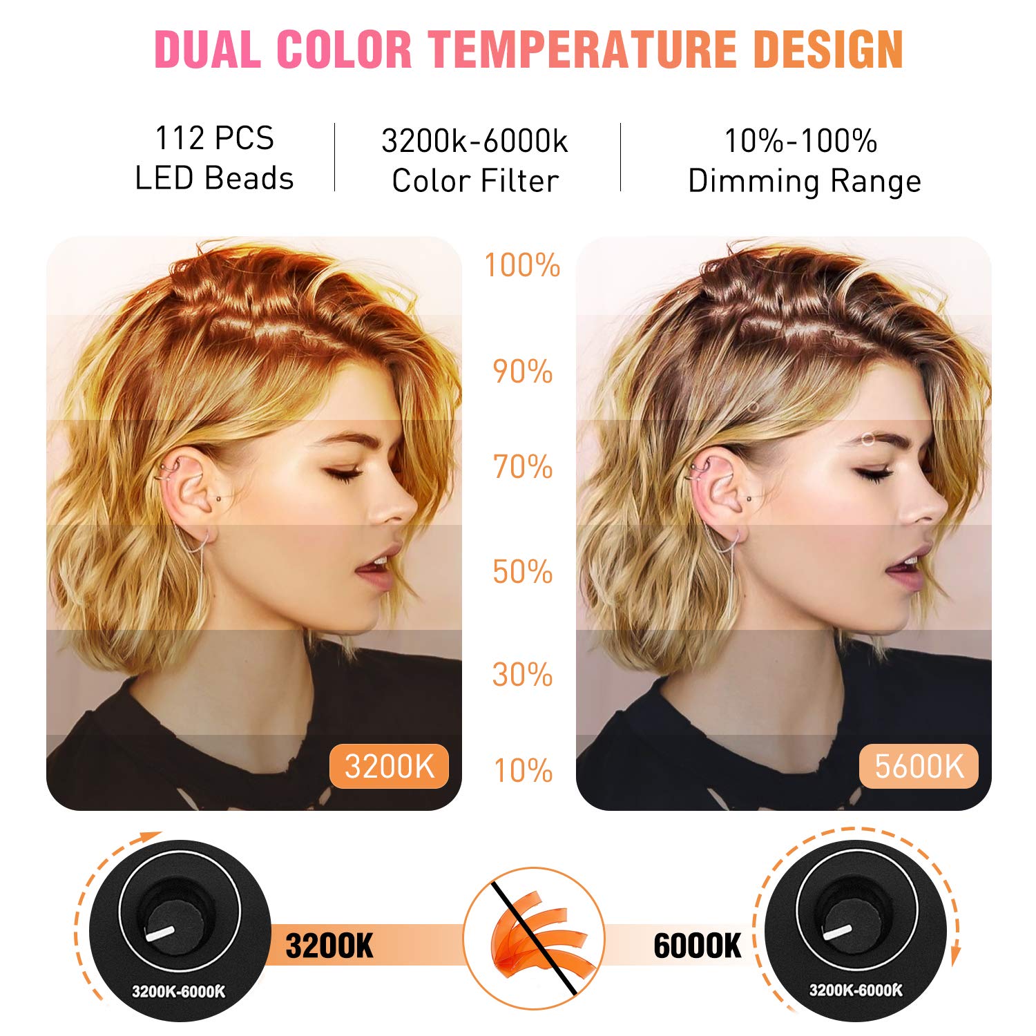 Ring Light 18 Inch Led Ringlight Kit With 73 Inch Tripod Stand With Phone Holder Adjustable 3200 6000K Color Temperature Circle Mua Lighting For Camera For Vlog, Makeup,Youtobe, Video Shooting, Selfie