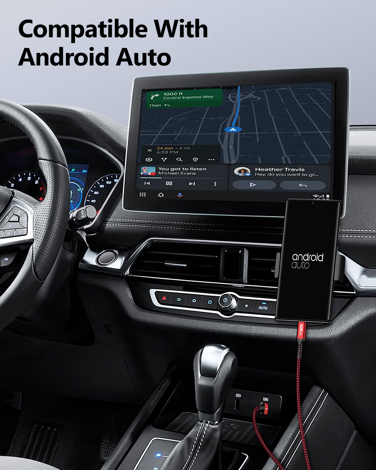Sunguy 6 Inch/0.5Ft Android Auto Usb Cable 10Gbps, 3A Usb C 3.1 Gen2 Cable Data Transfer, Usb C Carplay Cable Fast Charging Comp