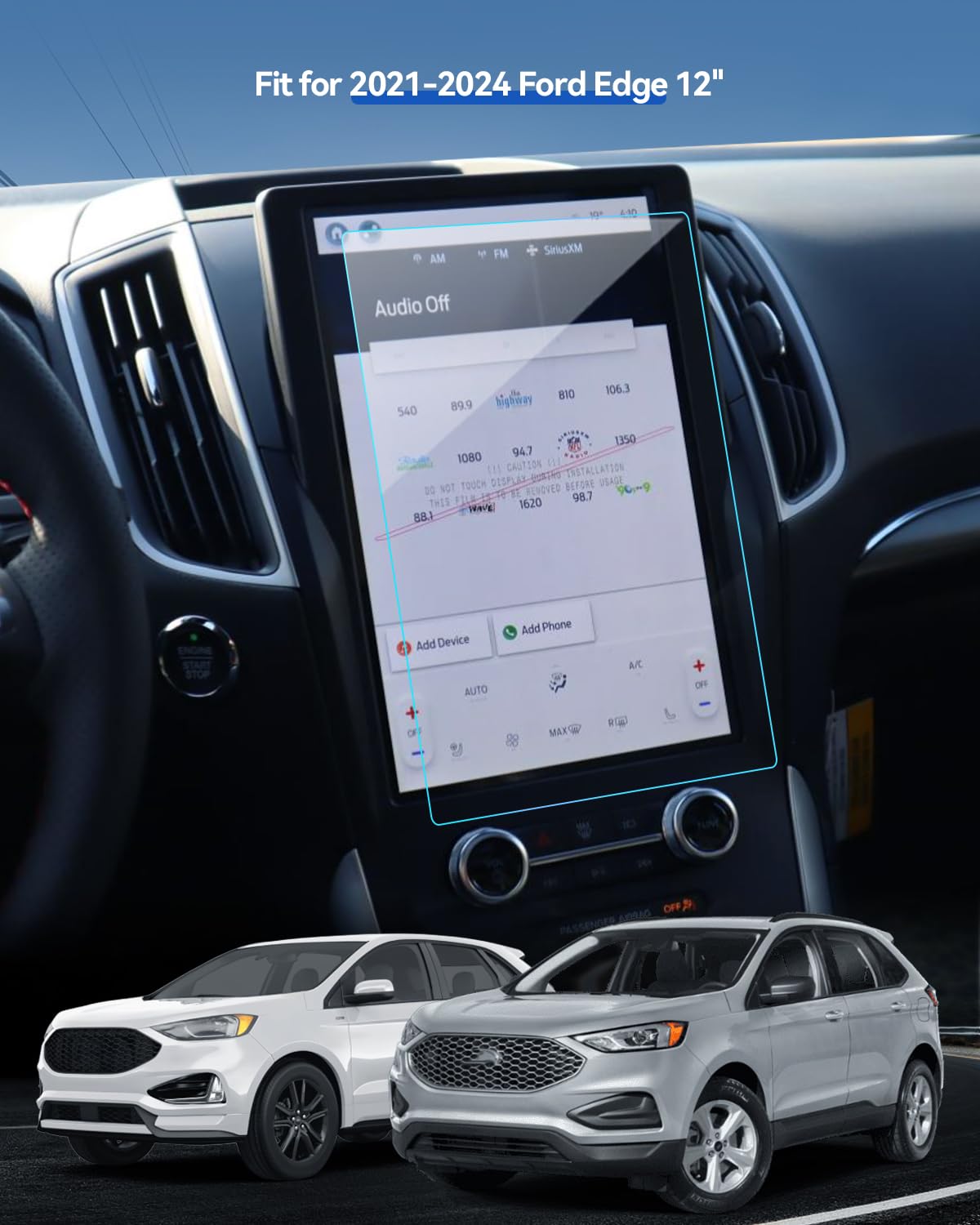 Lantu Car Screen Protector For 2024 2023 2022 2021 Ford Edge (Se/Sel/St Line/Titanium/St) Accessories Screen Protector Film Temp