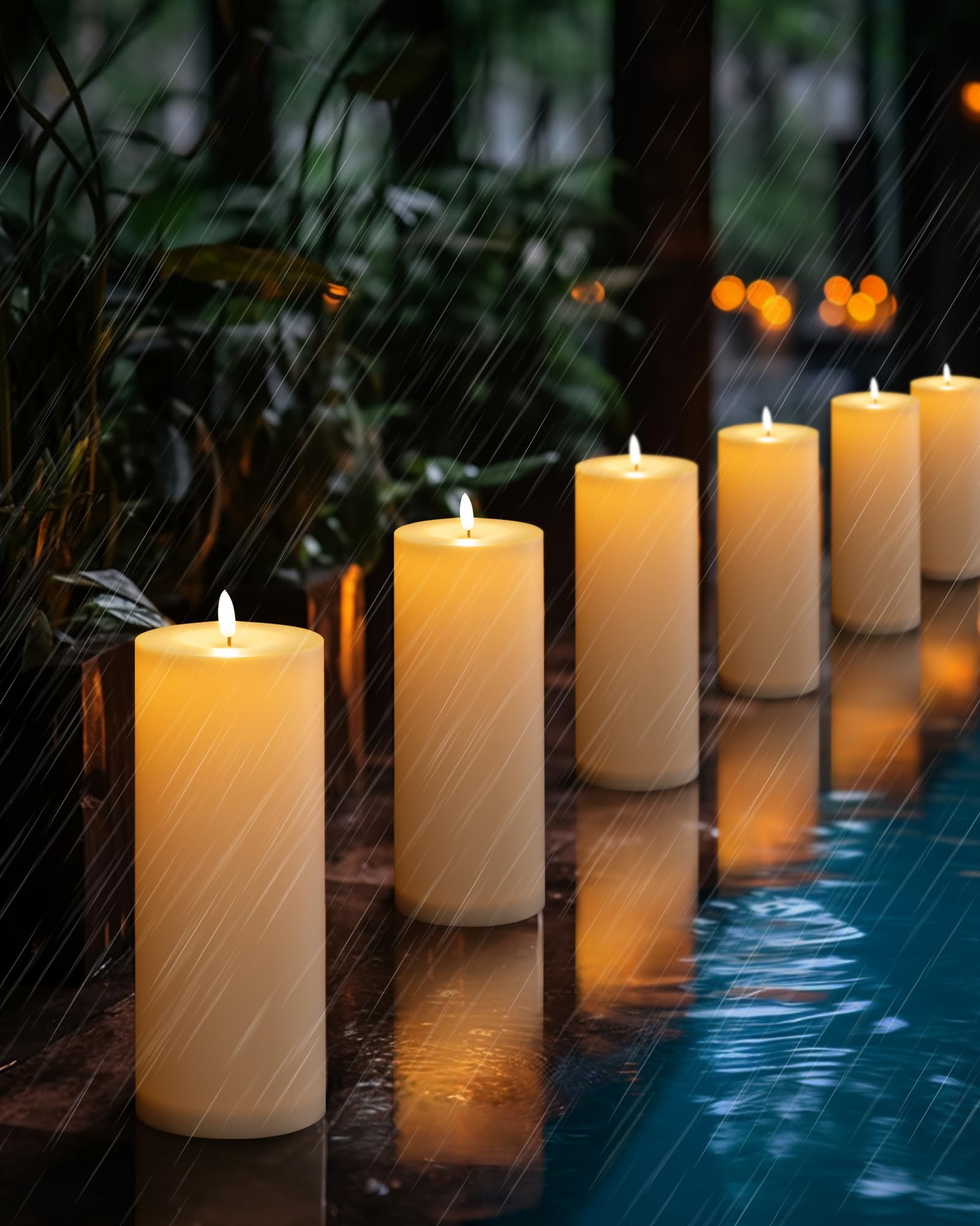 5Plots 4'' X 10'' Waterproof Outdoor Flameless Candles Battery Operated Led Large Pillar Candles With Remote And Timer For Indoo