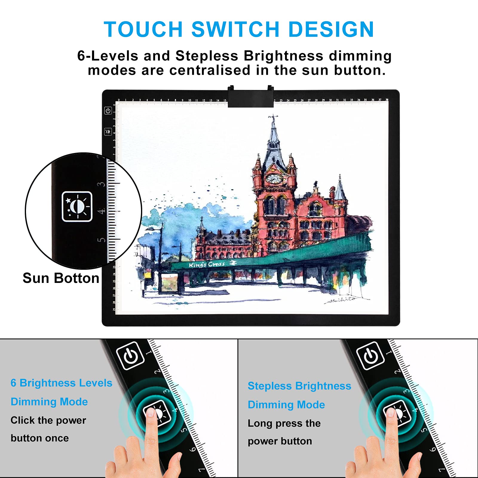 Toheto A3 Light Pad, Rechargeable Light Board For Diamond Painting, Tracing Light Box With Stand And Clip, Light Table Lightbox