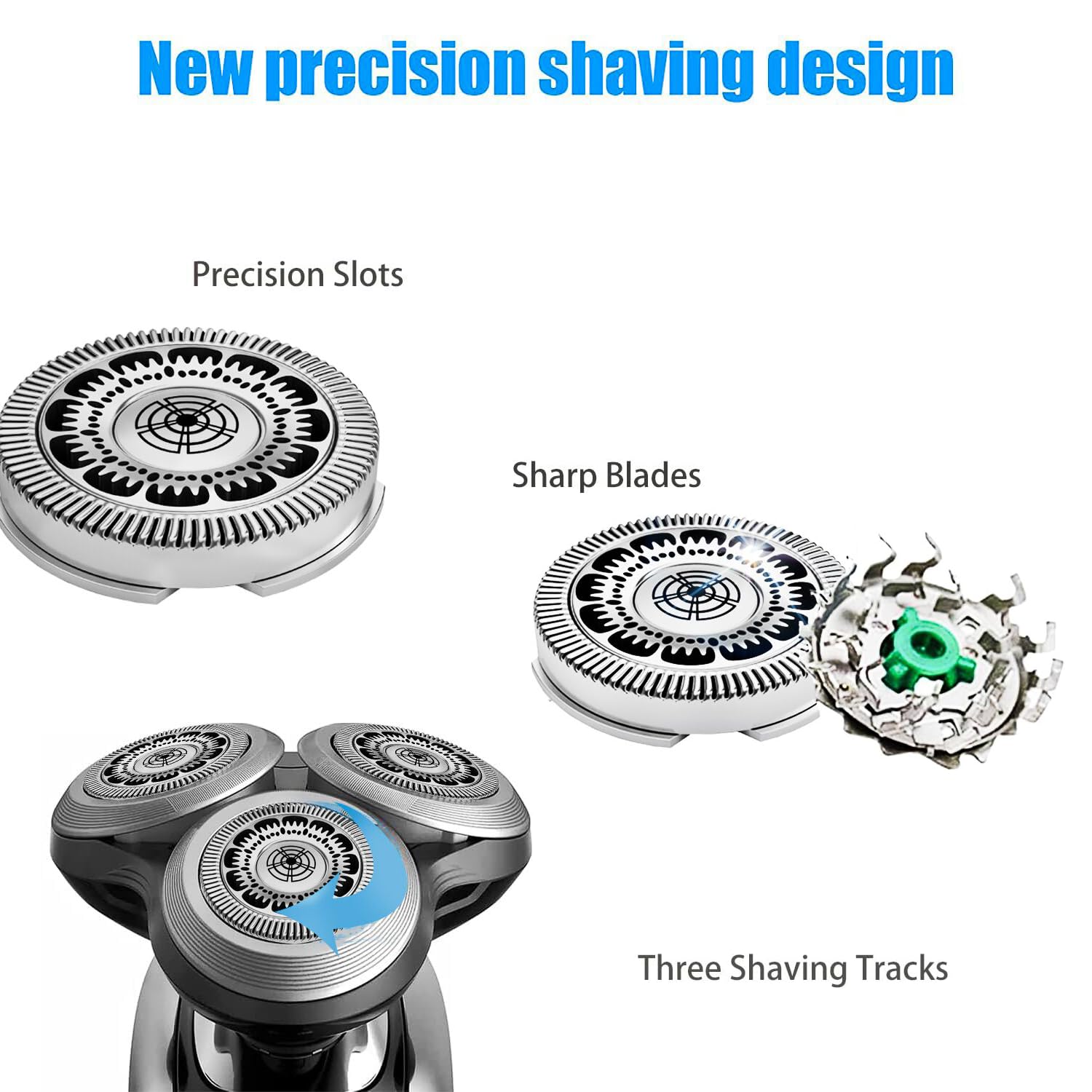 Sh60 Replacement Heads Compatible With Philips Norelco 6000 Replacement Blades For Norelco Series 6000 Replacement Heads For Phi