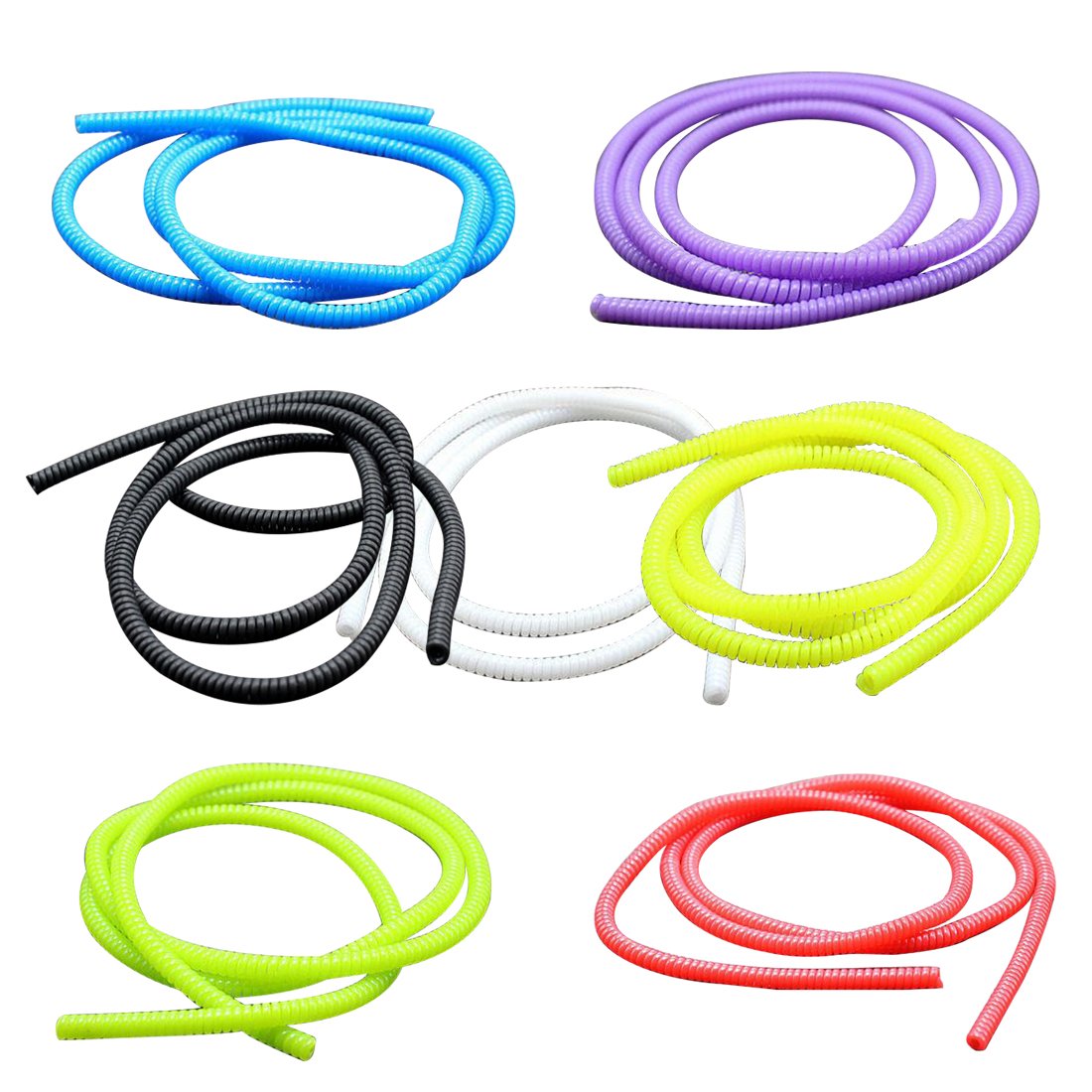 Vizgiz 7 Pack Spiral Cable Protector Sleeve Saver Universal Usb Charging Cable Cover Cord Rope Wrap Strain Relief Anti Fracture