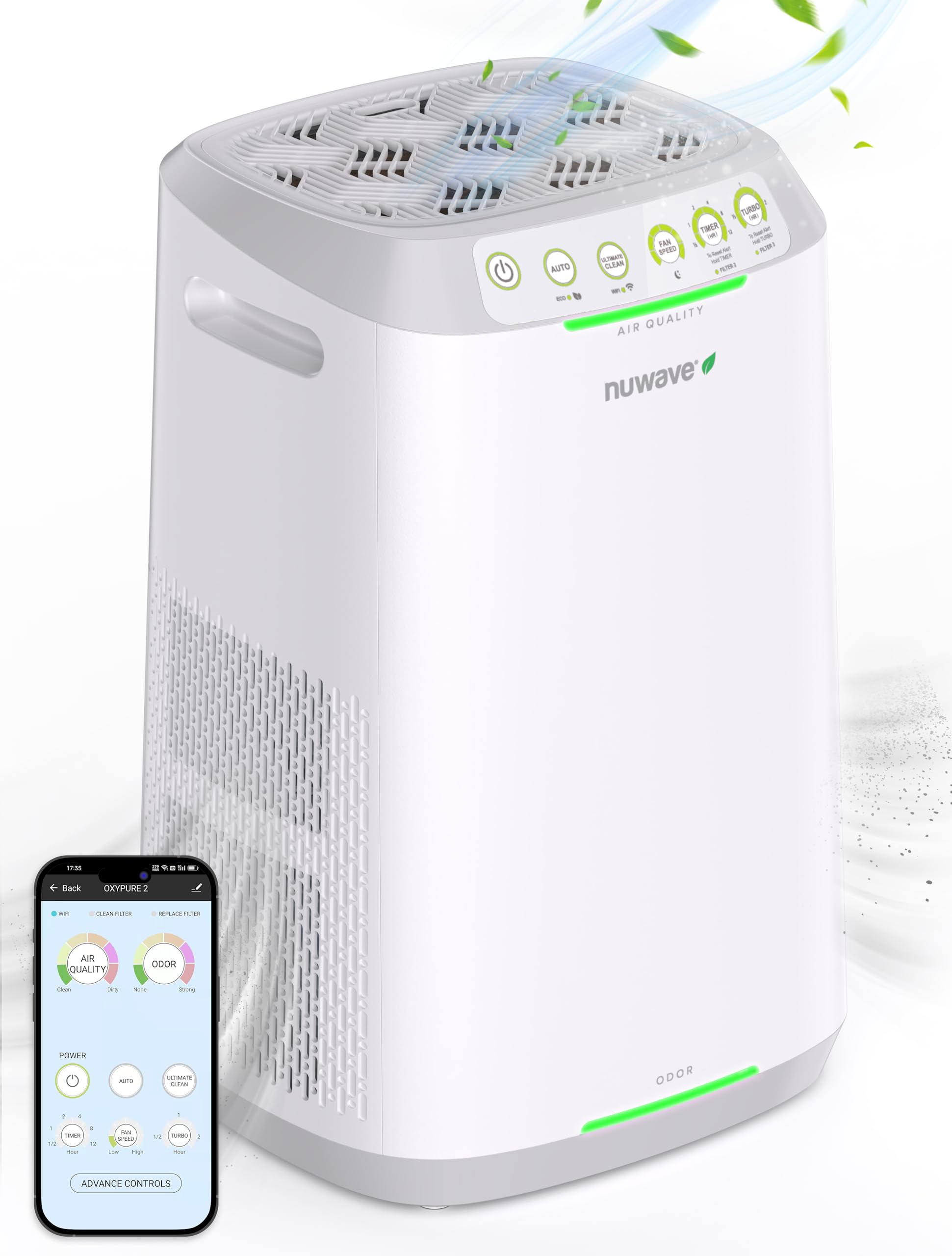 Nuwave Air Purifiers For Home Large Room, 20Yr Washable And Reusable Bio Guard Filter, Air Purifier For Allergies, Smoke, Dust,