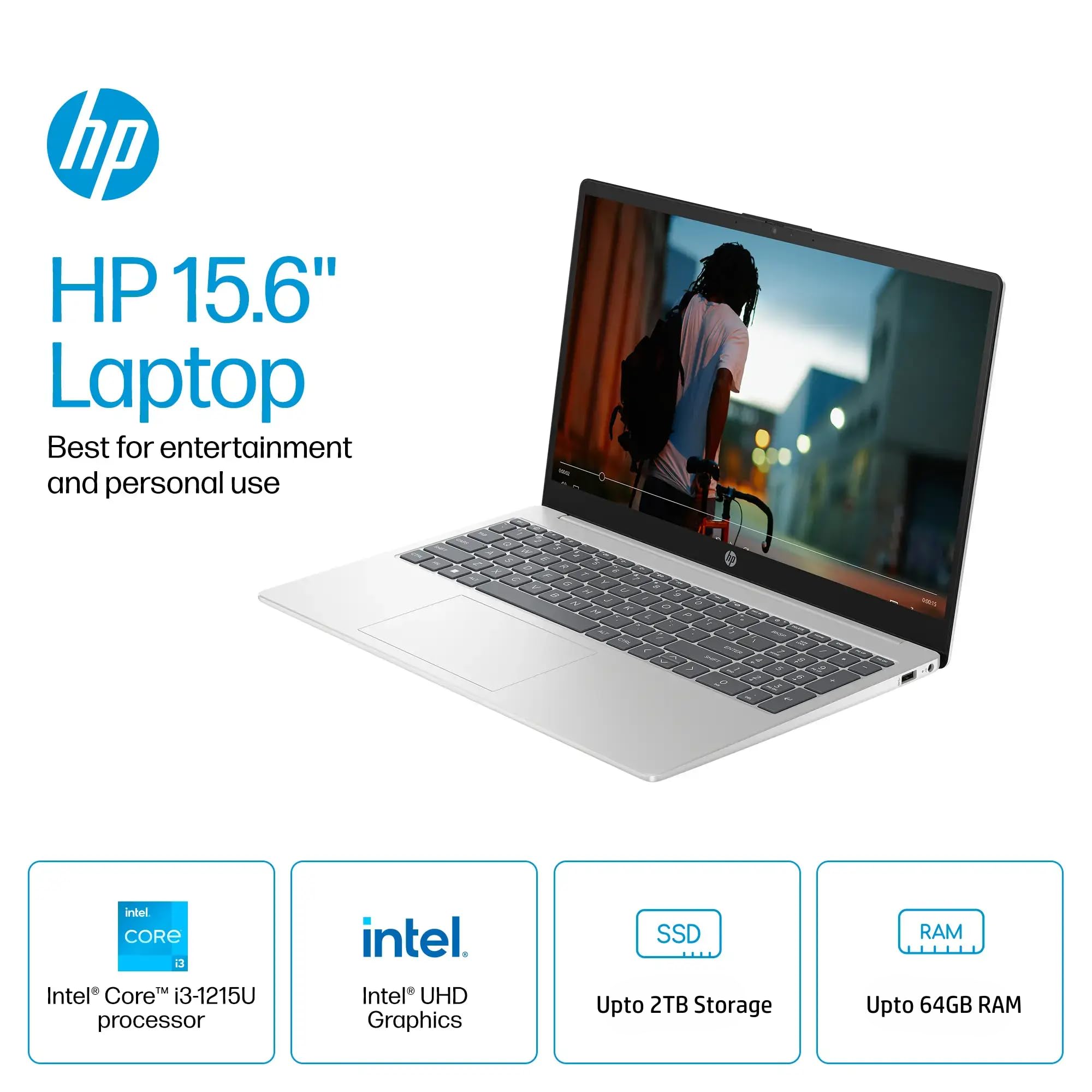 Hp 255 Essential Touchscreen Laptop, Intel 6-Core I3 Processor, 64Gb Ram, 2Tb Ssd Storage, Hdmi, Windows 11 Home With Bluetooth