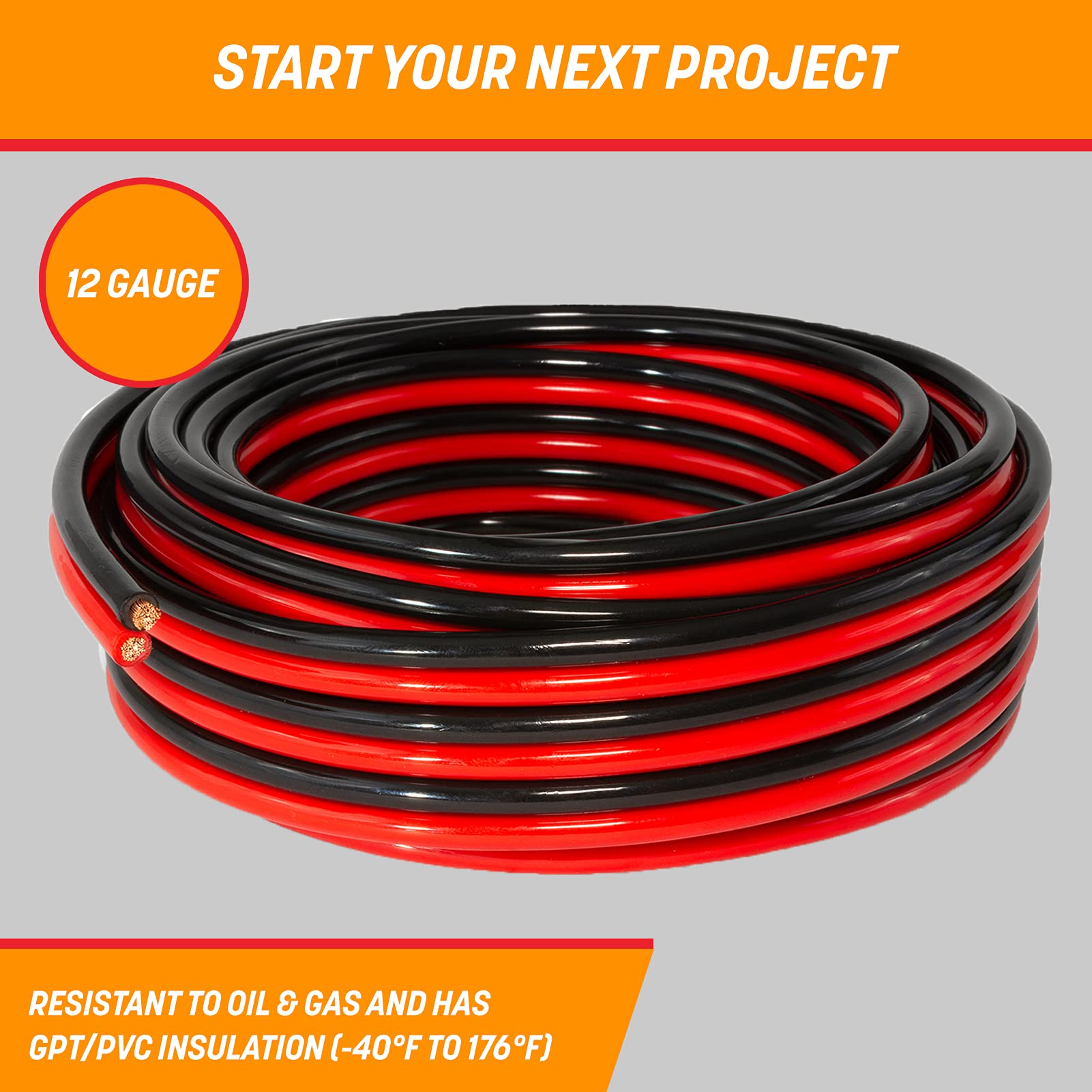 Gs Power 12 Gauge Wire (12 Awg)   100 Foot, Pure Copper, Stranded Electrical Wiring For Speaker, Automotive, Trailer, Stereo And