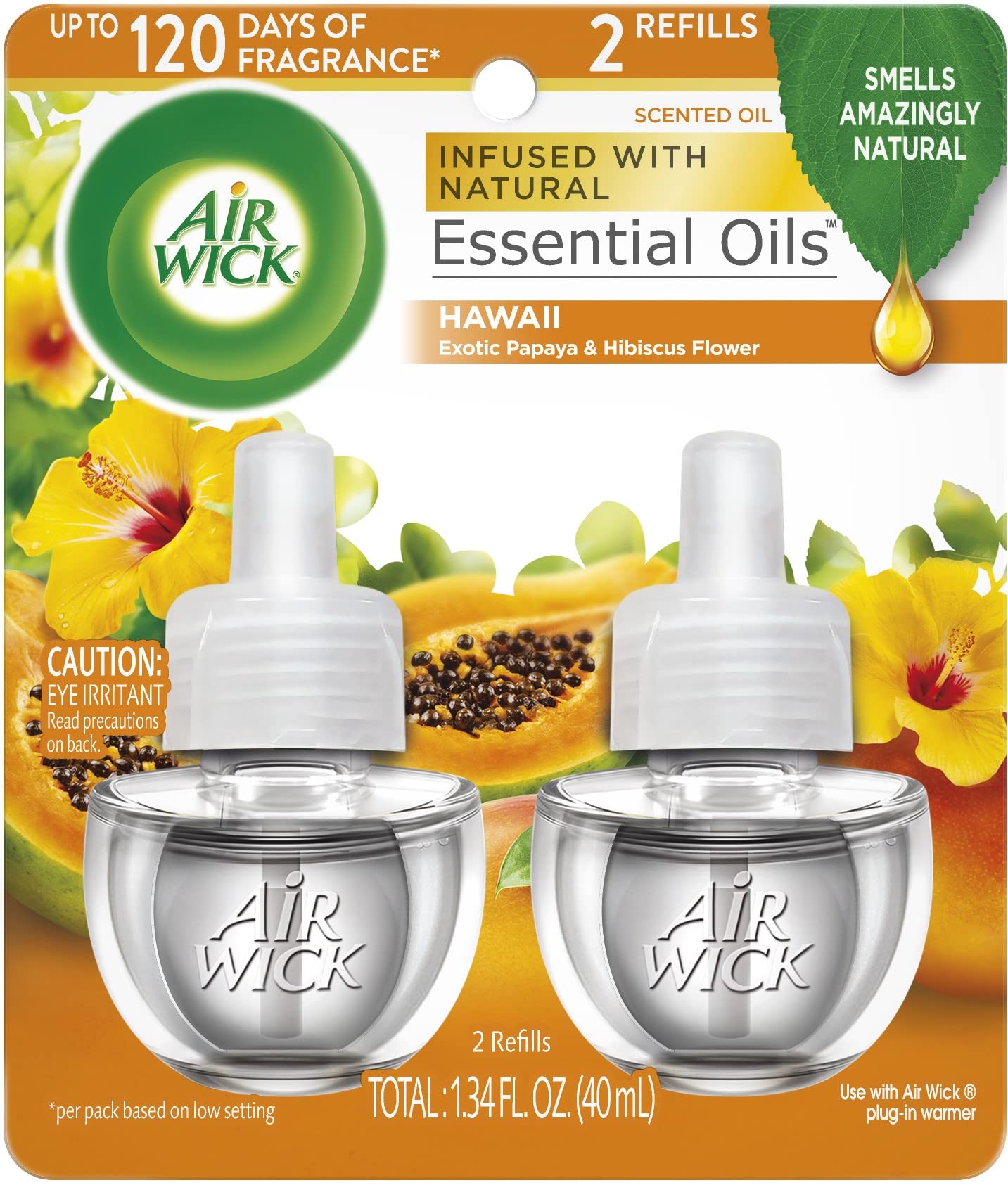 Air Wick plug in Scented Oil 2 Refills, Hawaii, (2x0.67oz), Essential Oils, Air Freshener