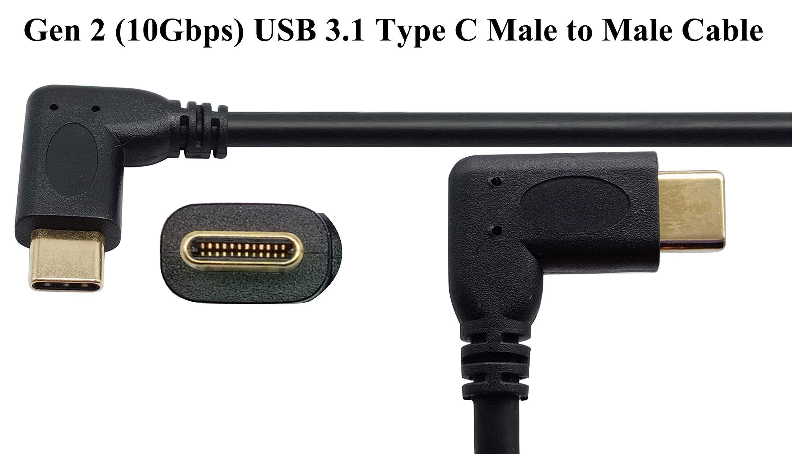 Aaotokk 90 Degree Usb 3.1 Type C Male To Male Gen 2 (10Gbps) Connector Extension Cable, Supports Charging, Data, Audio, Video Ca