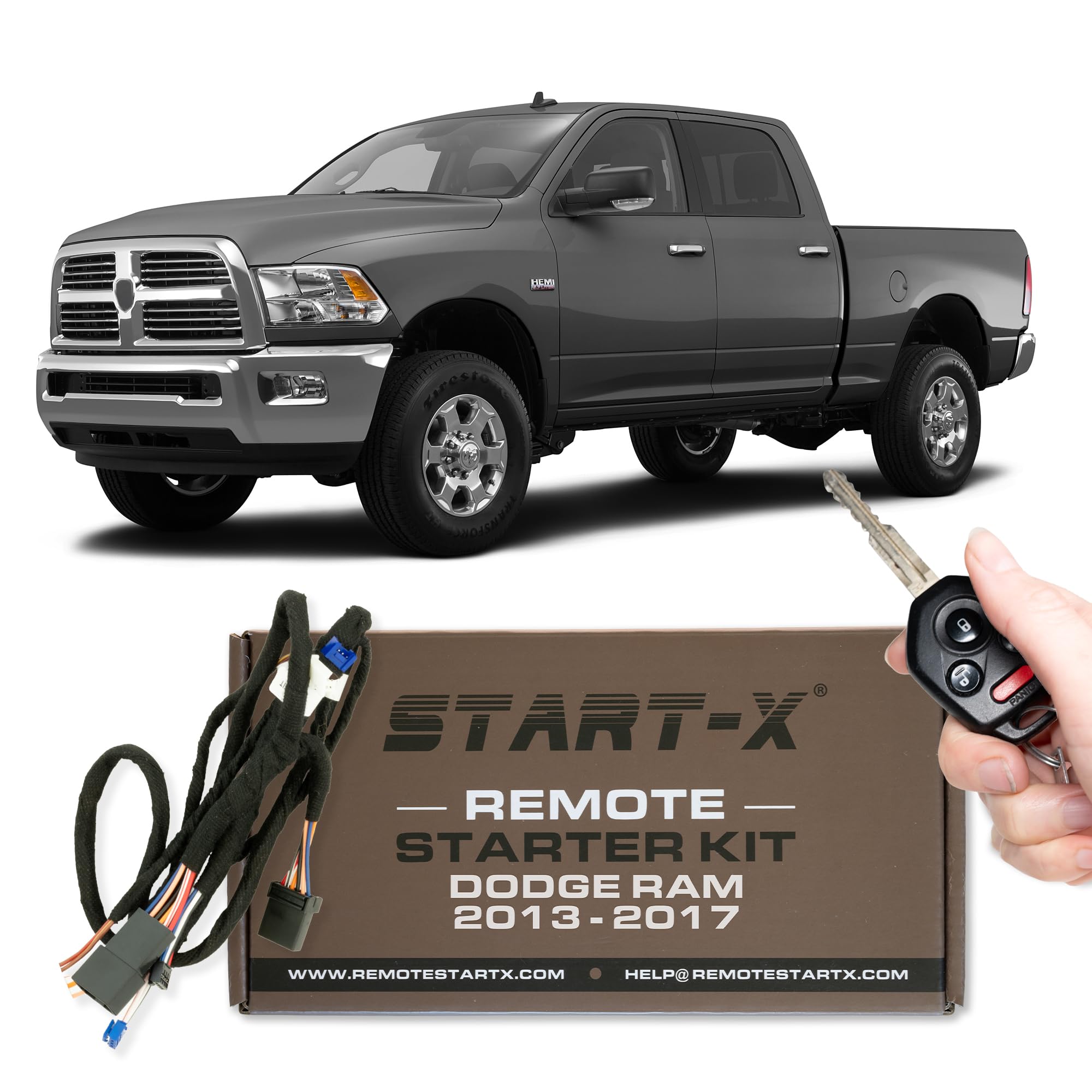 Start X Remote Start Kit For 2013 2017 Ram Pickup Truck 1500/2500 / 3500 || Key Start || Fully Plug N Play || 3X Lock To Remote