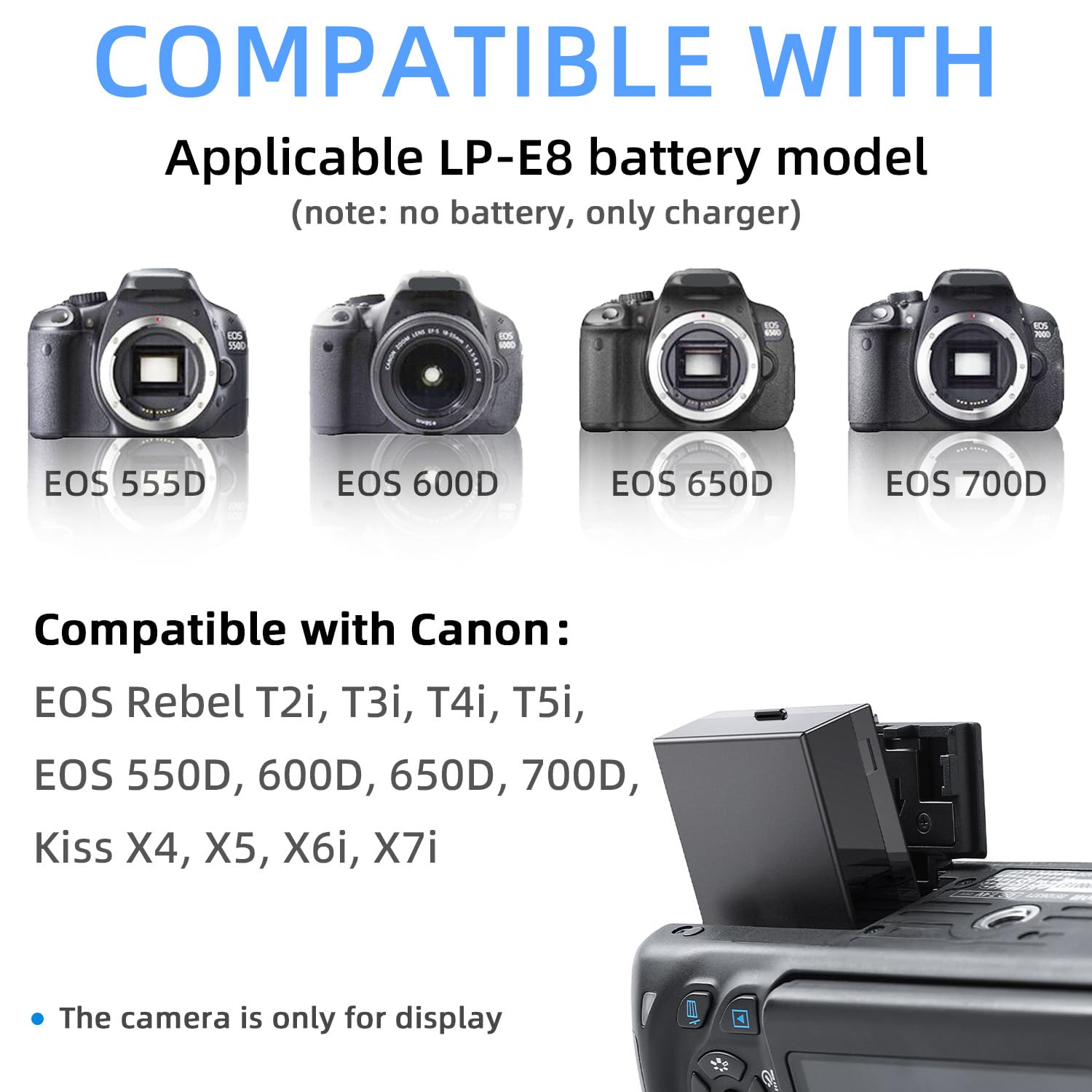 Kwtoul Replacement Lp E8 Charger, Lp E8 Camera Battery Charger Compatible With Canon Eos Rebel T2I, T3I, T4I, T5I, 550D, 600D, 6