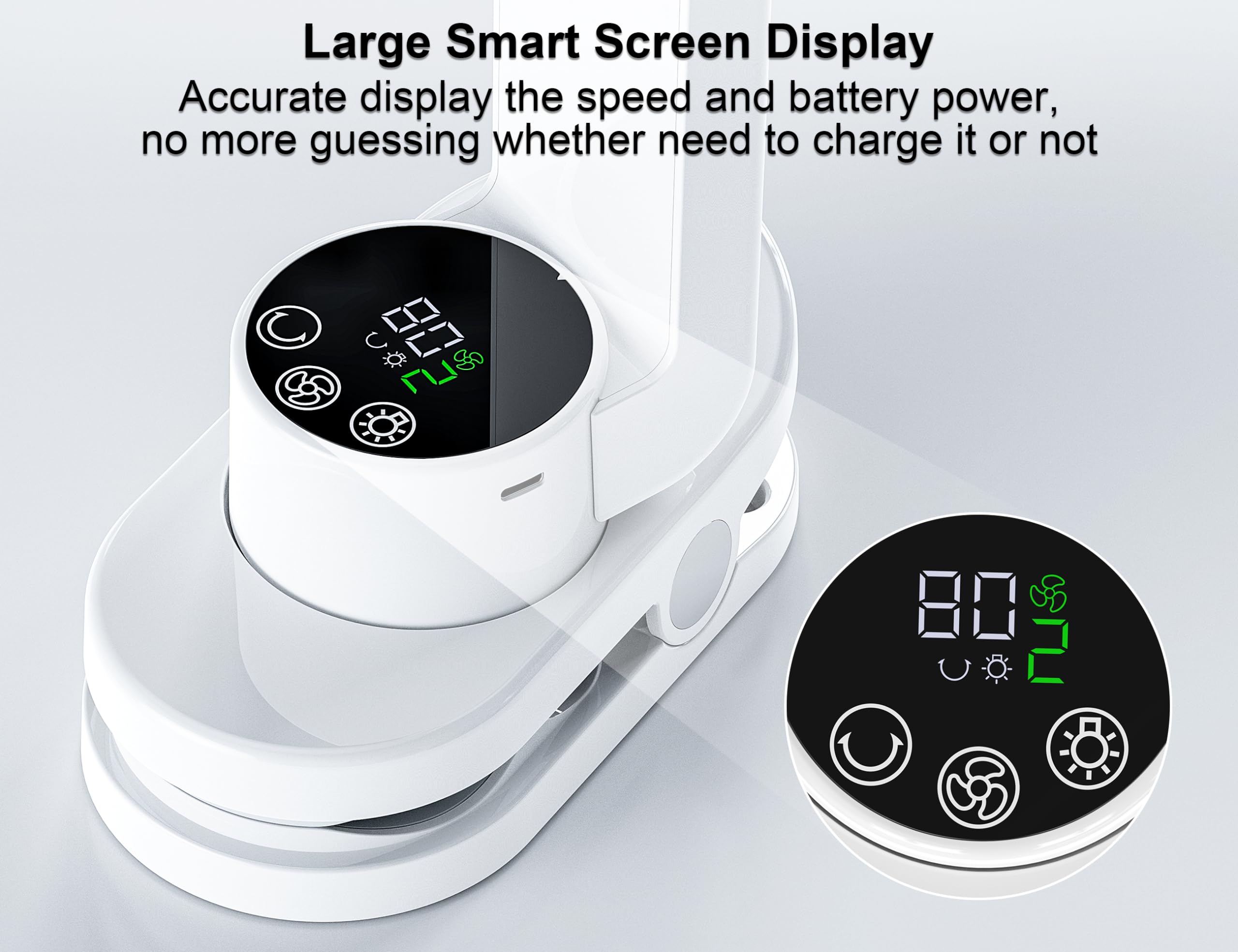 Addacc Rechargeable Clip On Fan, Portable Small Fan With Led Light & Hook, 30H Run & Quiet, 9 Speeds Strong Airflow Desk Fan, 36