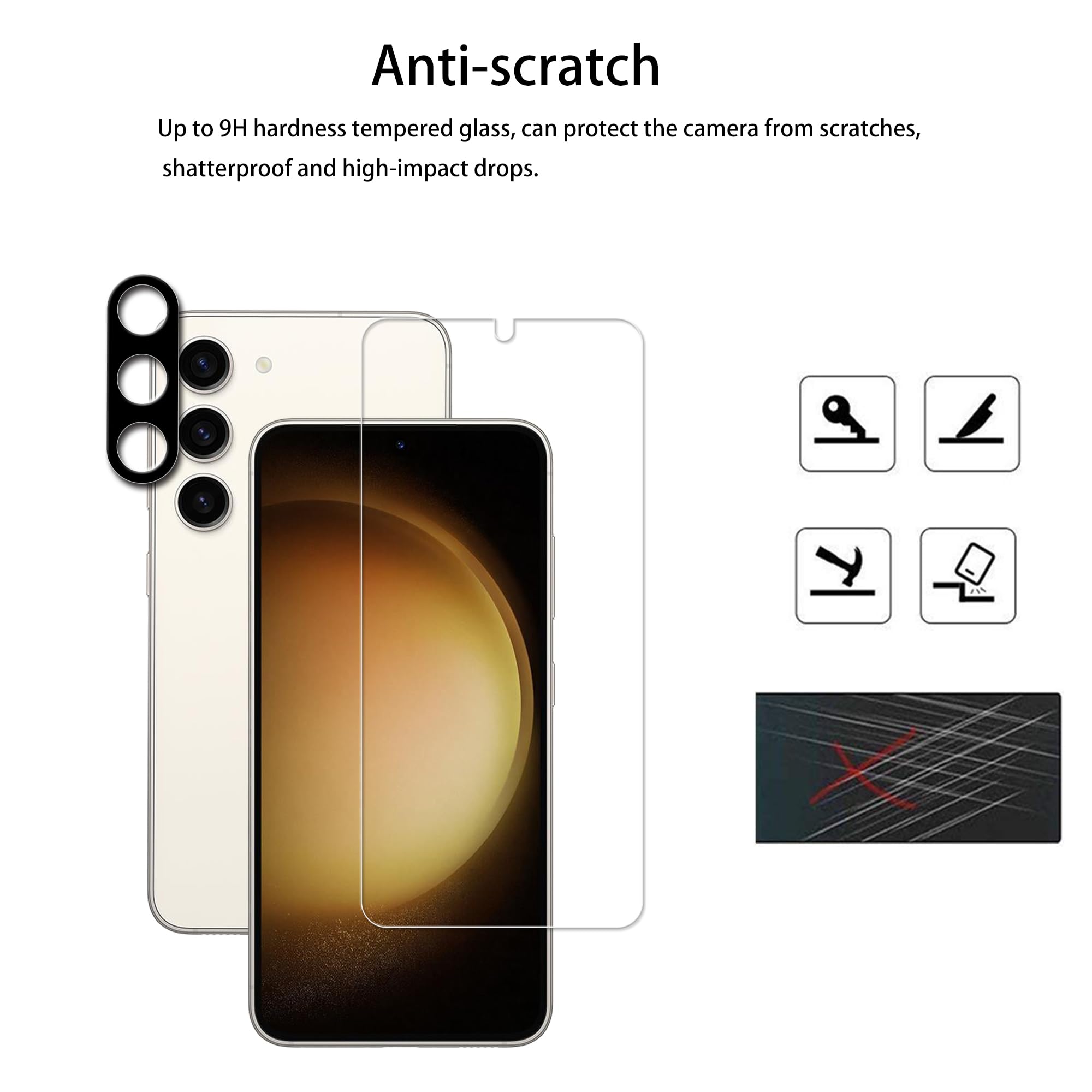 Hkkais Easy Alignment Frame Designed For Samsung Galaxy S23 5G Tempered Glass Screen Protector 2 Pack Camera Lens Protector Film