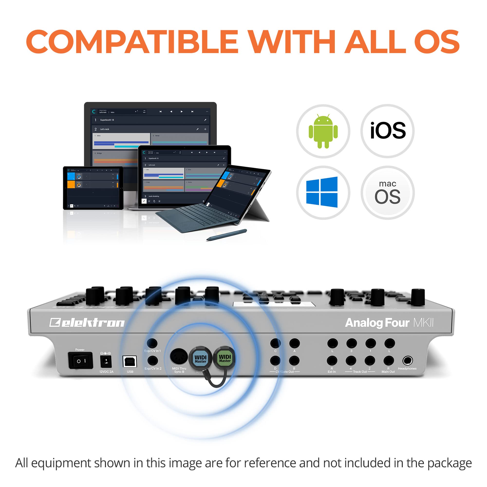 Cme Widi Master - Bluetooth (5) Midi Adapter For 5-Pin Din Midi - No Battery, Powered Via Midi Out - Wireless Midi For Synthesiz
