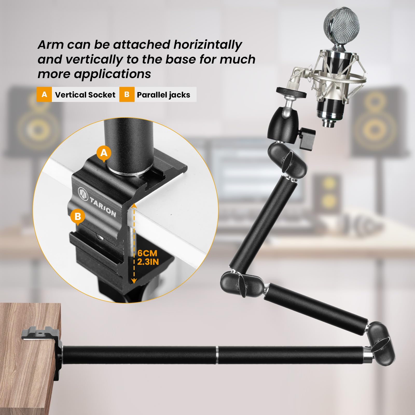 Tarion Desk Camera Mount Stand Heavy Duty Articulated Camera Arm Articulating Table Mount Camera Stand Adjustable Flexible Gear Joints Tka01 L