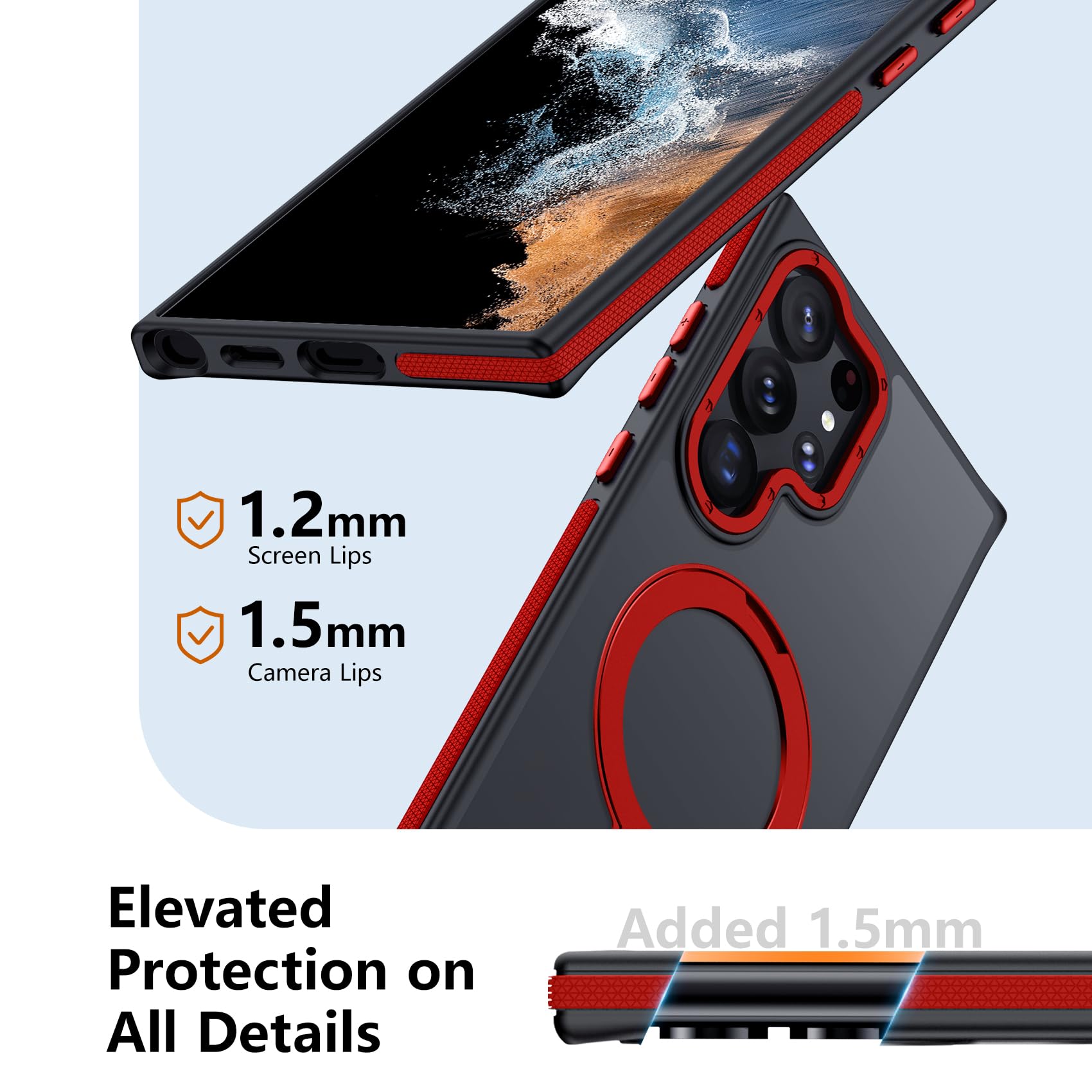 Mondelete For Samsung Galaxy S22 Ultra Case, Magnetic Adjustable Ring Stand [Fit For Magsafe], [Military-Grade Shockproof Protec