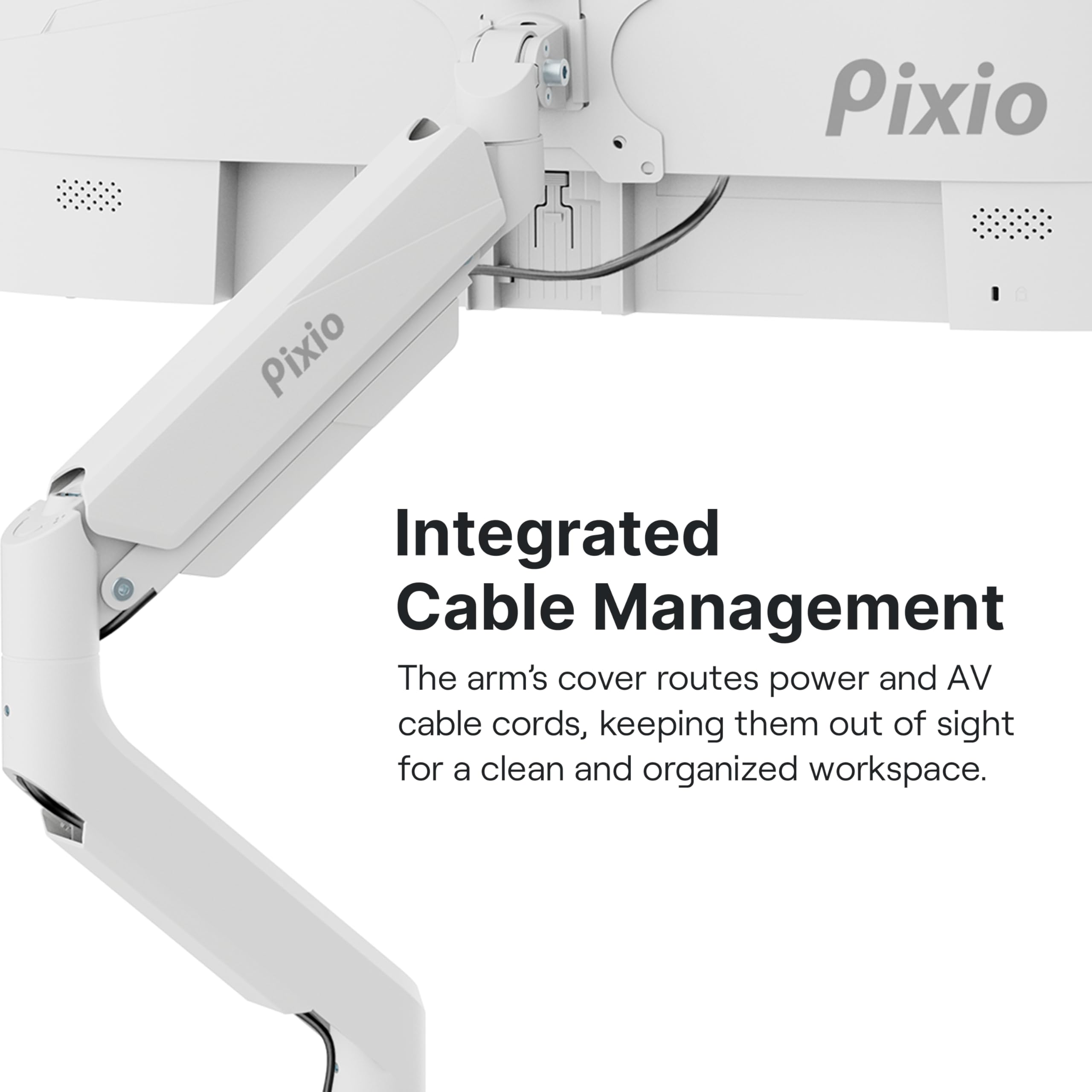 Pixio Ps2D White Ultrawide Heavy Duty Premium Dual Monitor Arm Stand Desk Mount   Fits Up To 35 Inches Two Monitors, Weights Up To 33 Lbs Each, Compatible With Vesa 75X75Mm 100X100Mm