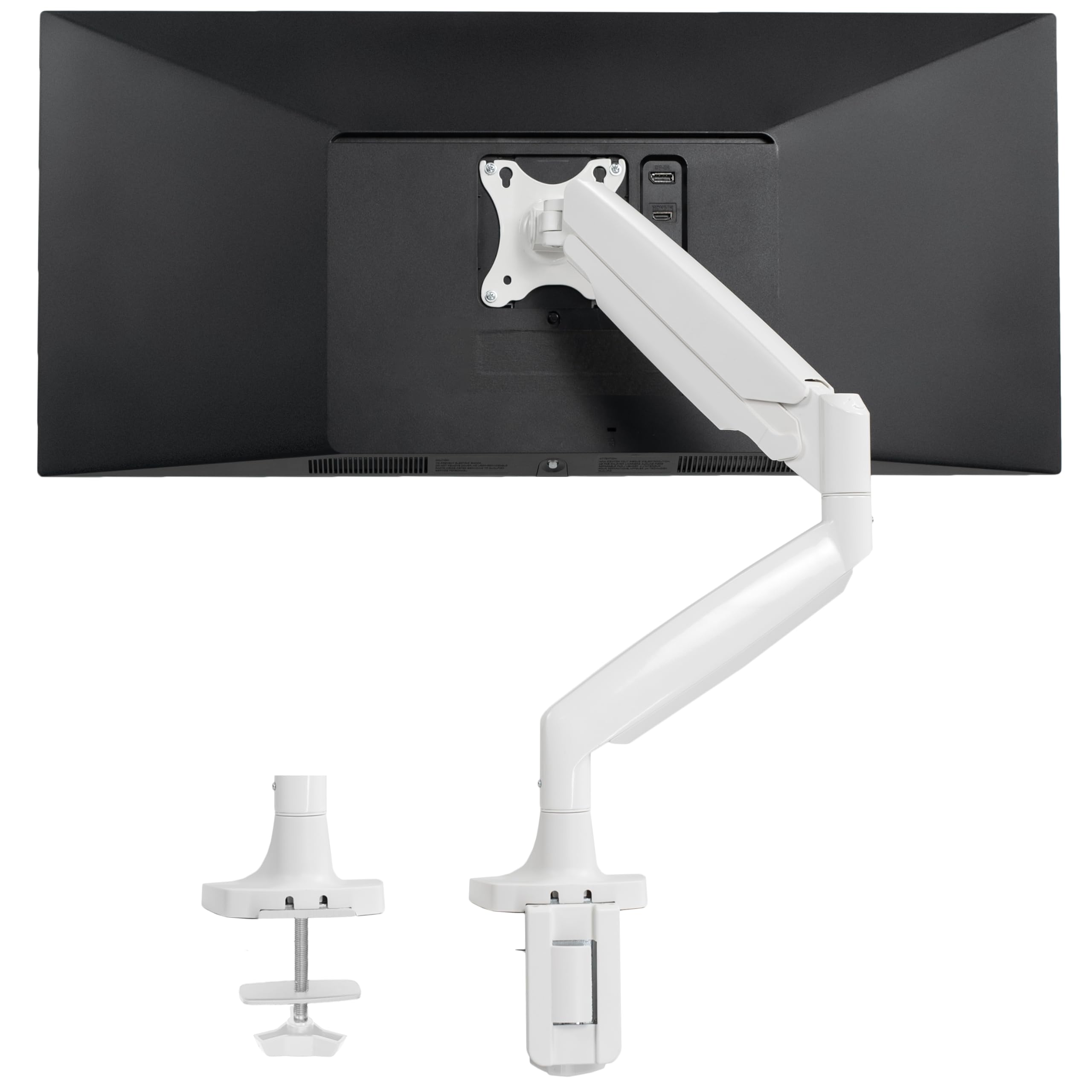 VIVO Premium Aluminum Heavy Duty Single Monitor Arm for Ultrawide Monitor up to 40 inches and 32.5 lbs, Desk Mount Stand, Pneumatic Height, Max VESA 100x100, White, STAND V101QW