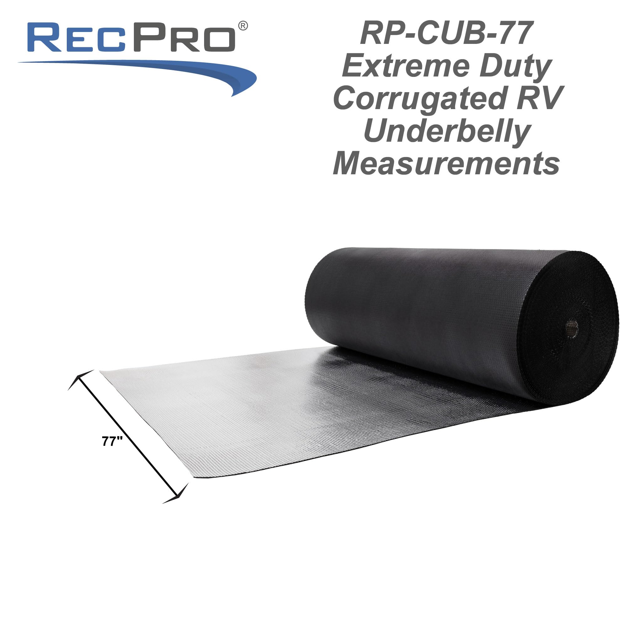 Recpro 1/8'' Extreme Duty Corrugated Poly Underbelly Material | 77'' Wide | Replacement/Repair (35 Feet)