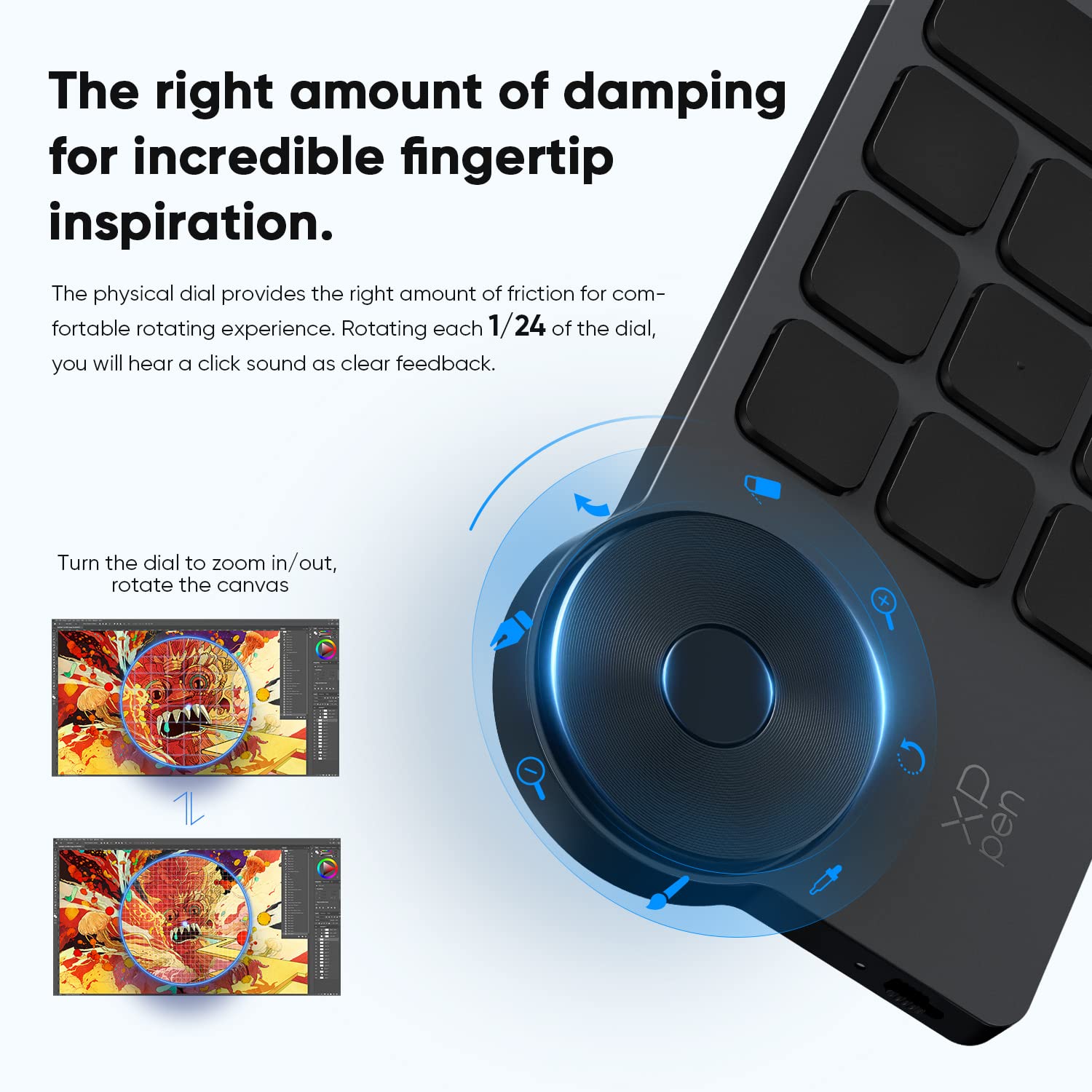 Xppen Mini Keydial Ack05 Wireless Shortcut Keyboard Bluetooth Programmable Express Remote Control With Dial & Customized Express