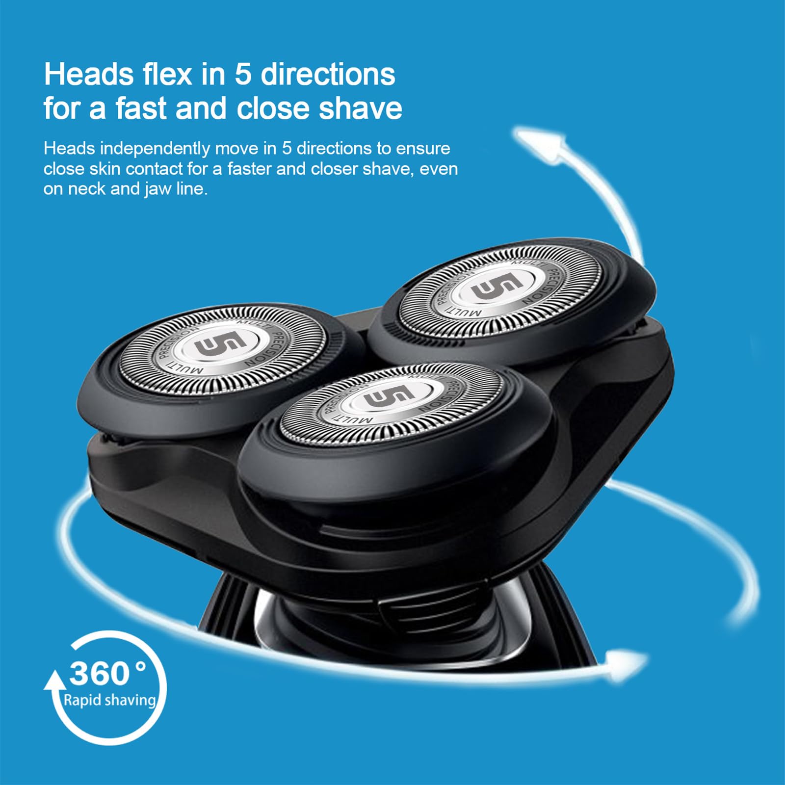 Sh50 Replacement Heads For Series 5000 Electric Shaver, Replacement Blades Head Fit For Series 5000 (S5Xxx), Aquatouch (S5Xxx),