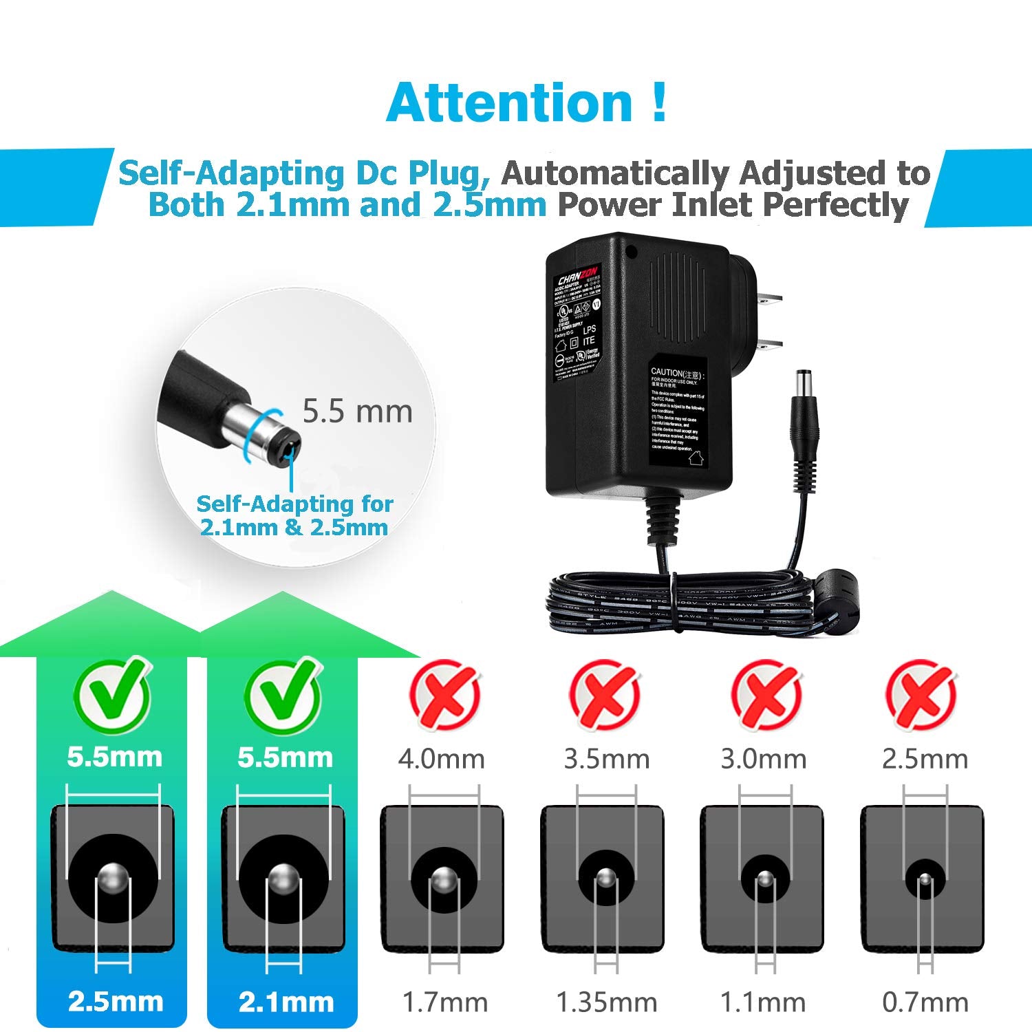 Chanzon 12V 1A 12W Power Supply Ac Dc Switching Adapter, 12 Volt 1 Amp Ac/Dc Wall Wart Converter Transformer, 100 240V 50 60Hz Input With 12Vdc 1000Ma Output