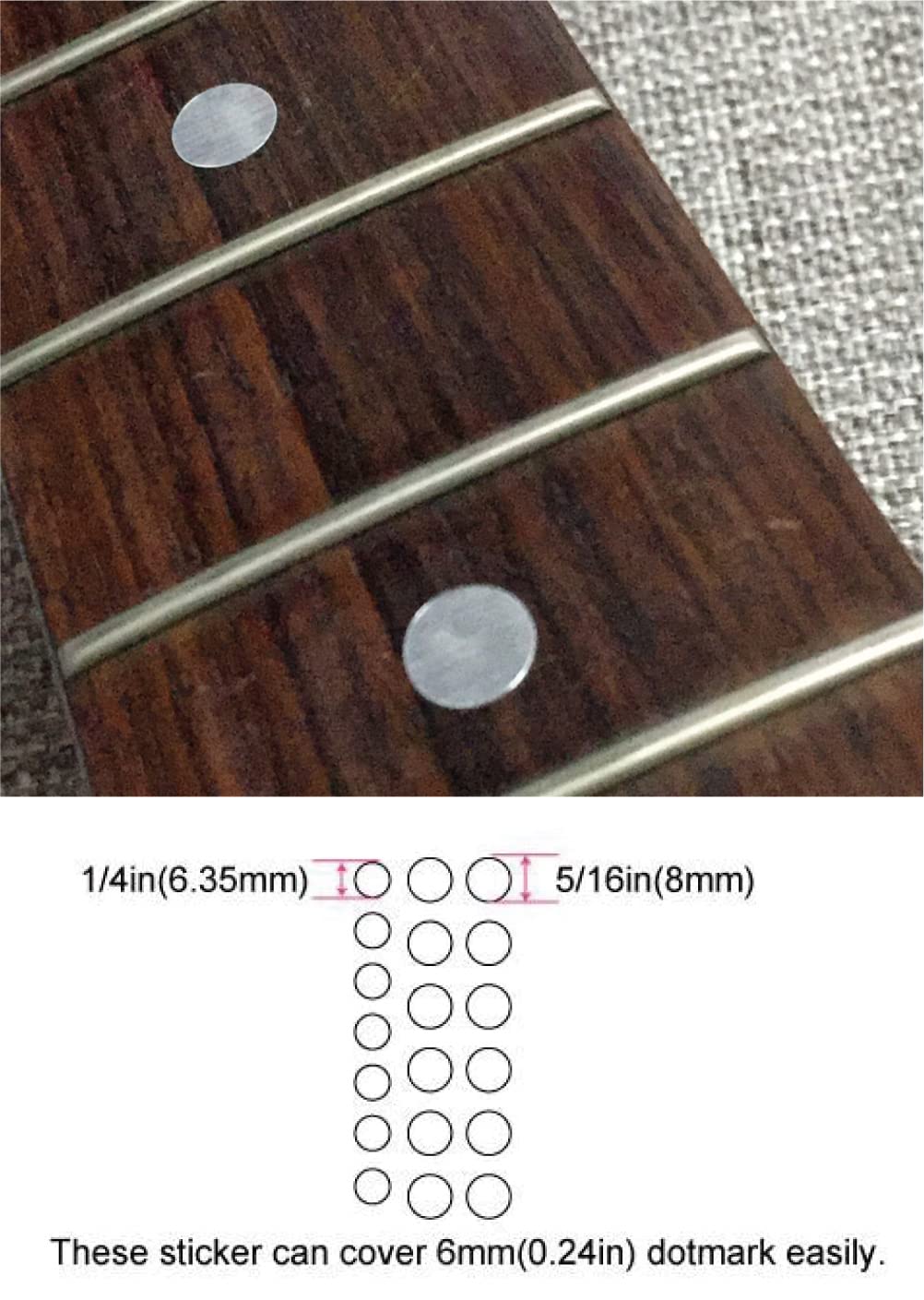 Inlay Sticker Fret Markers For Guitars & Bass   Custom Dots   Metallic