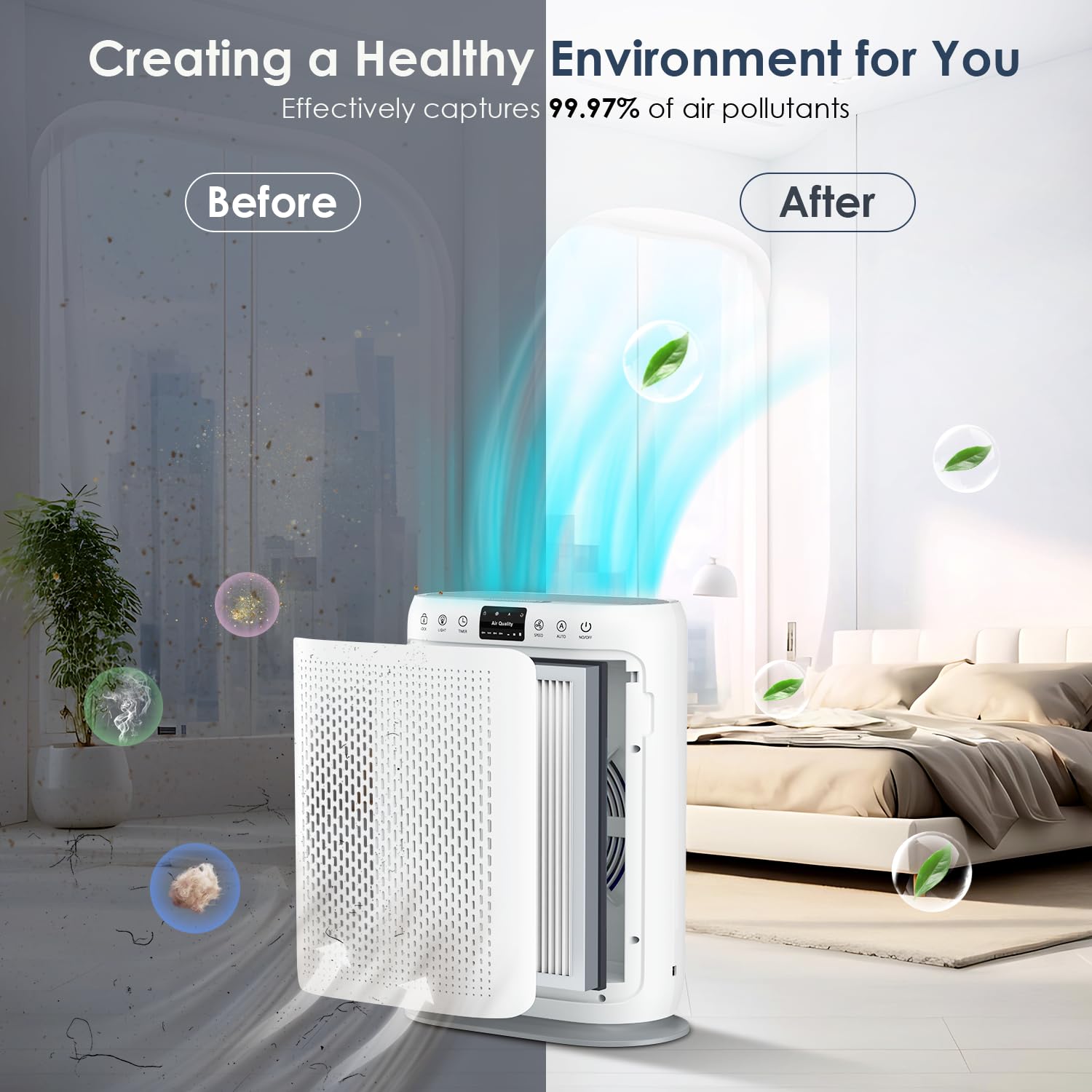 Air Purifiers For Home Large Room Up To 1740Sq.Ft, Lunino H13 Hepa Air Filter With Pm 2.5 Display Air Quality Sensors, Aromather