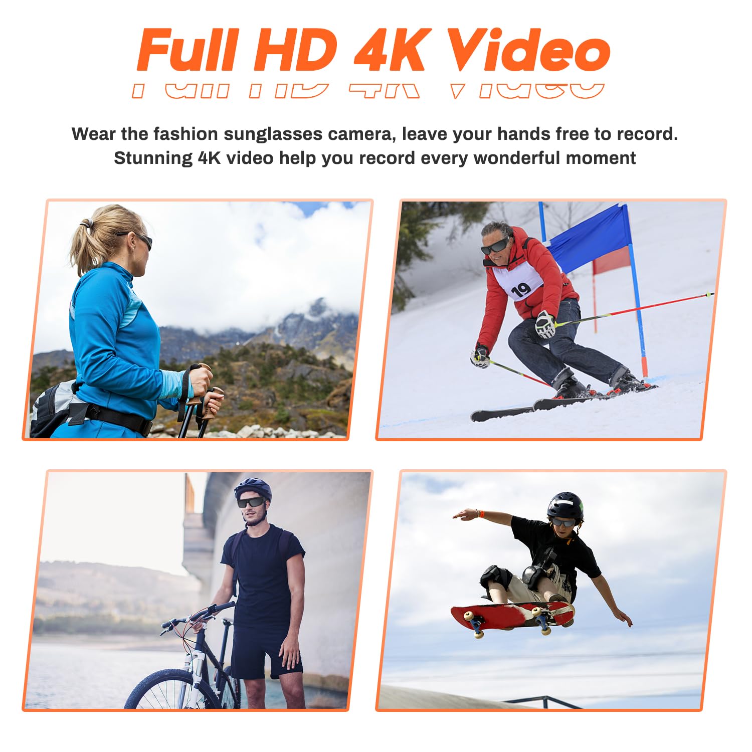 Dahocamgo Camera Sunglasses 4K Hd Video Glasses Sport Camera Shooting Glasses For Cycling, Camping, Driving, Hunting, Skateboard