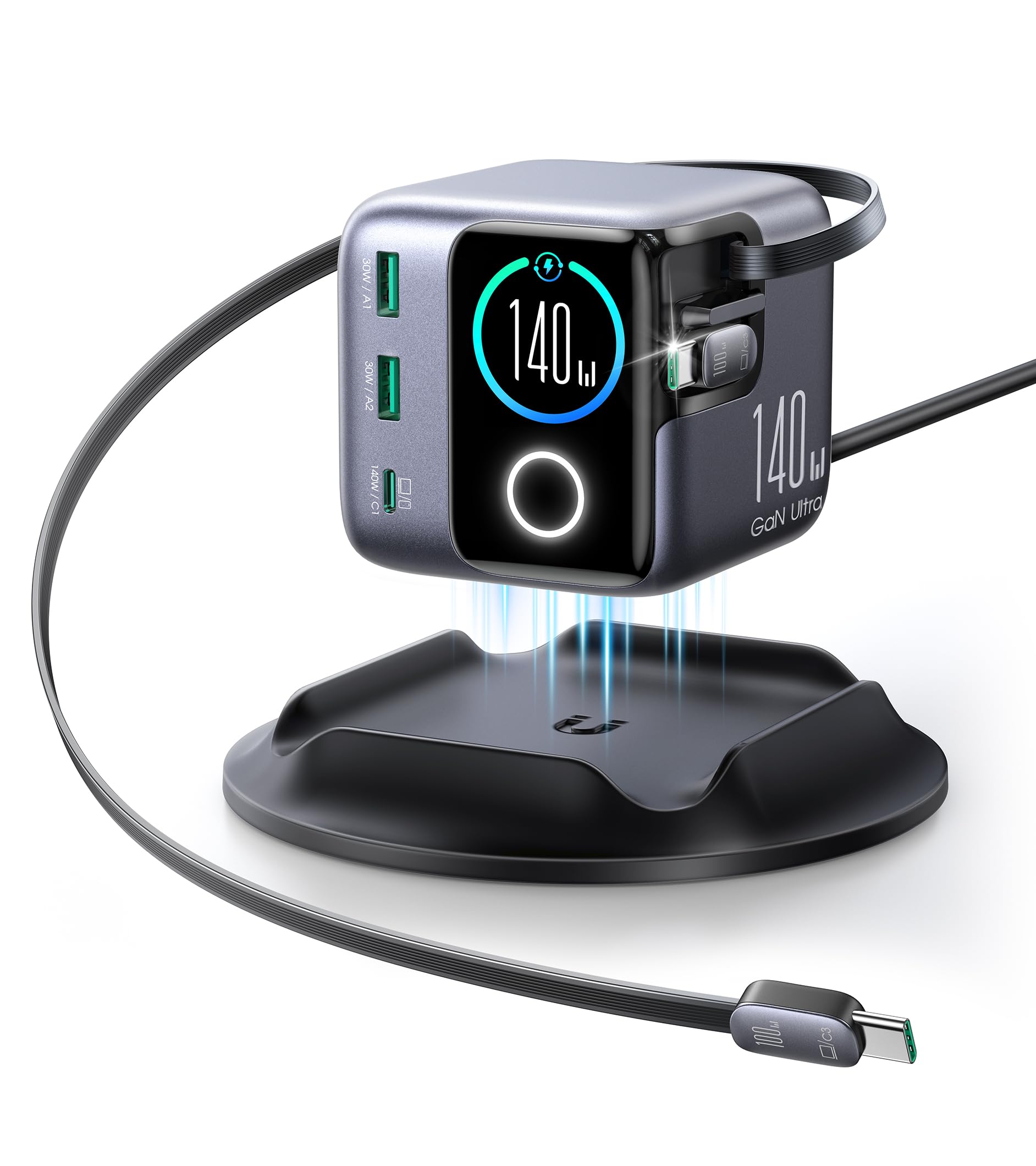 JOYROOM 140W Charging Station, GaN Desktop Charger Retractable Charger
