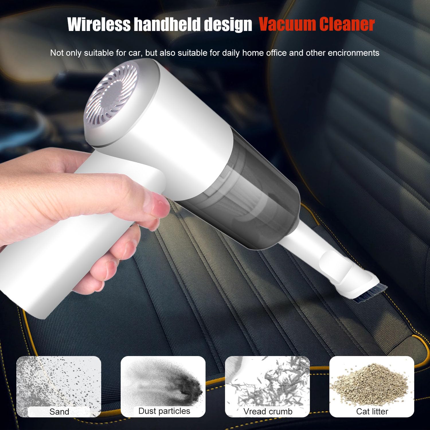 Yunyilan Cordless Handheld Vacuum Cleaner, High Power Rechargeable Mini Portable Vacuum For Home, Office And Car Cleaning (White