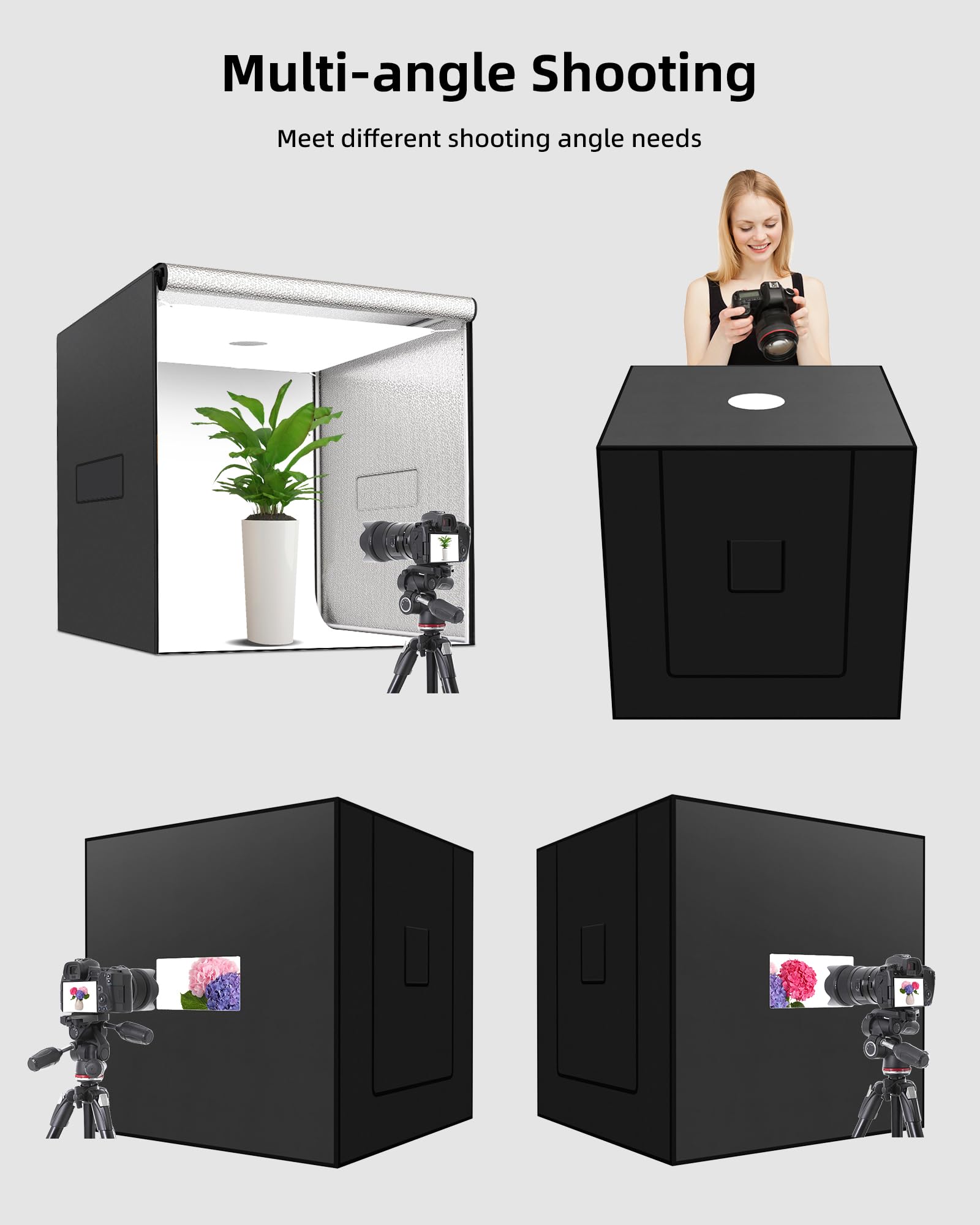 Glendan 32''X32'' Light Box Photography, Large Photo Light Box With 3 Light Panels, 792 Led Beads, Cri >95, Professional Photo B