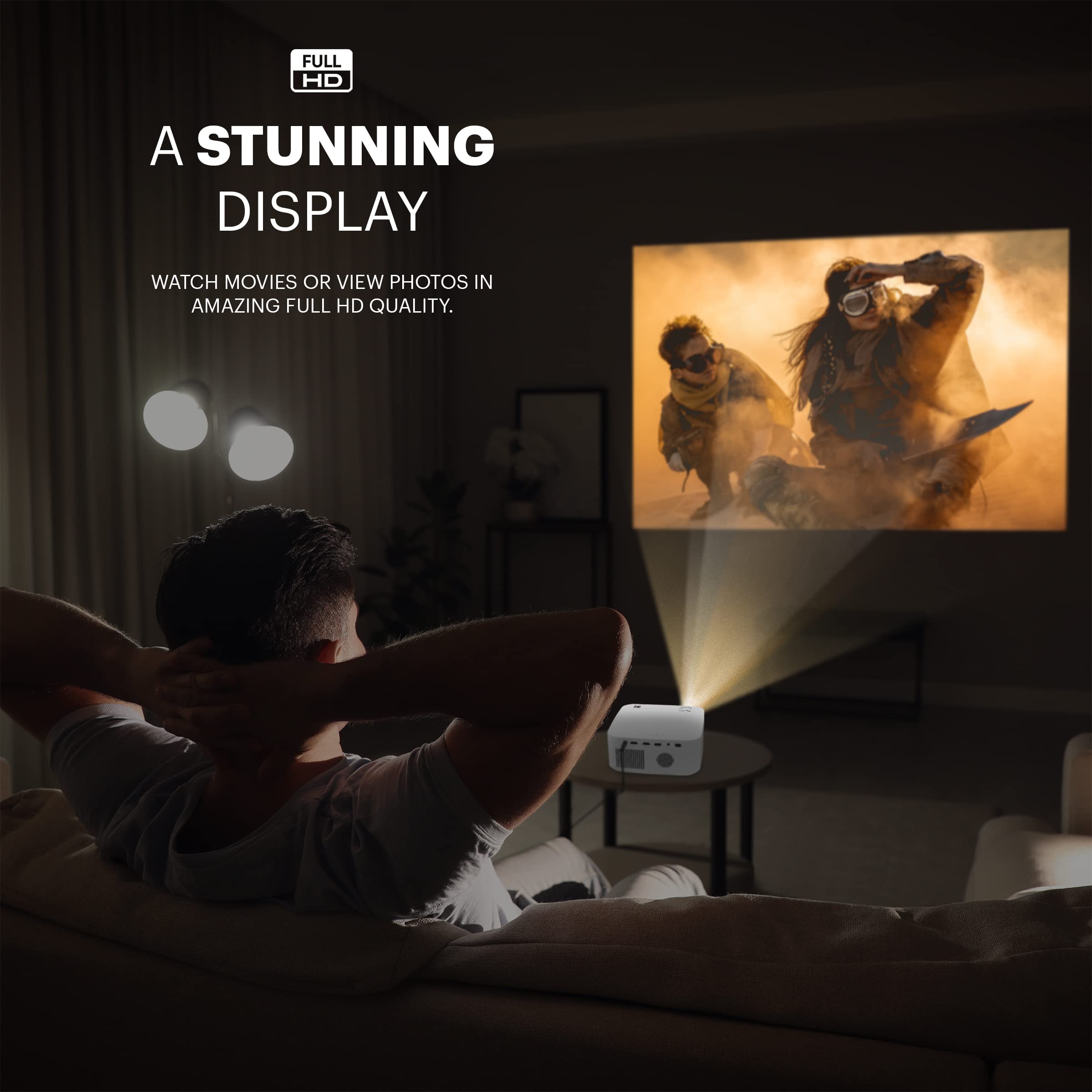 Kodak Flik X10 Full Hd Multimedia Projector | Mini Portable Compact Home Theater System With Remote Control, Native 1080P Video