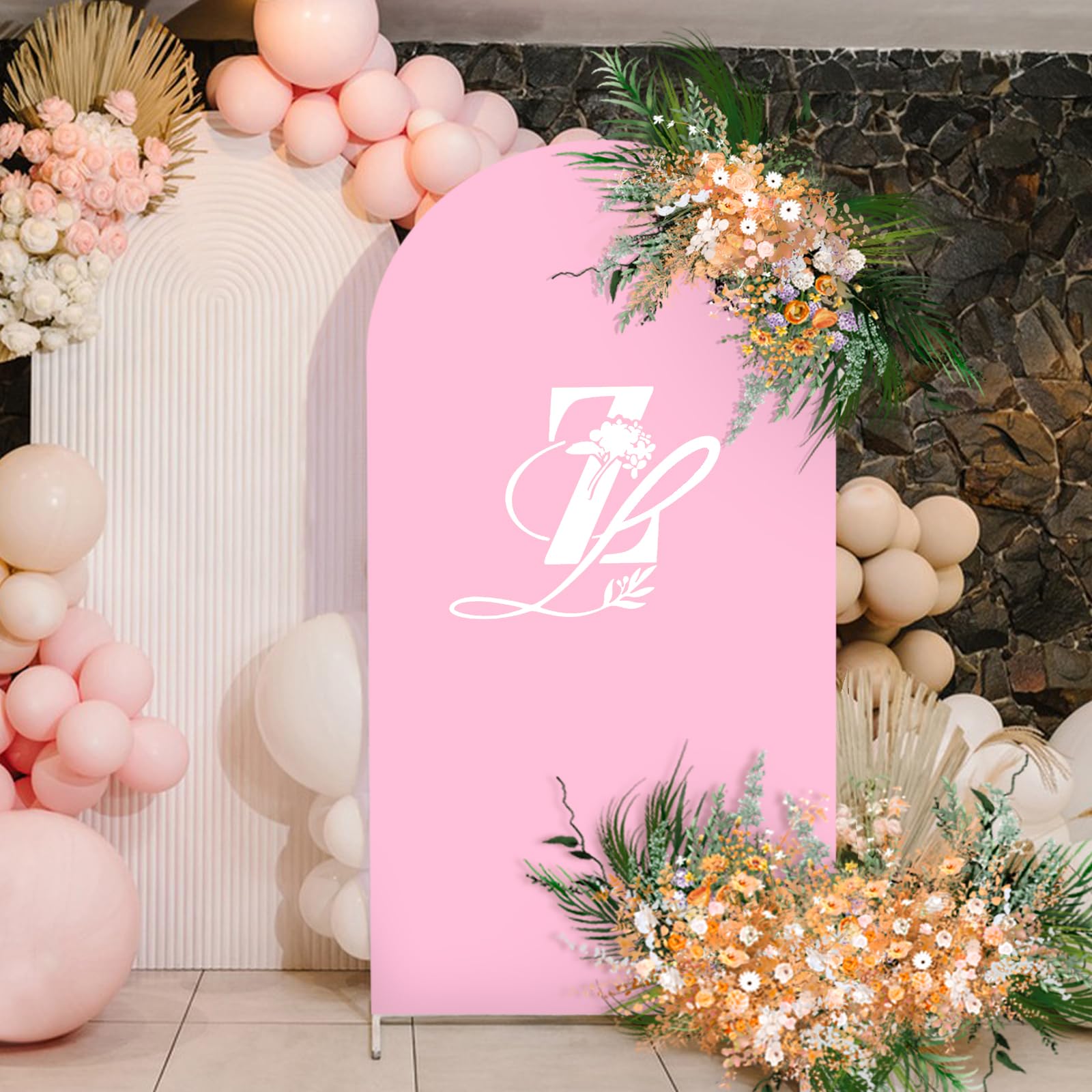 Babenest 5Ft Pink Wedding Arch Cover, Spandex Fitted Arch Backdrop Cover For Photography, Round Top Chiara Stand Cover For Party