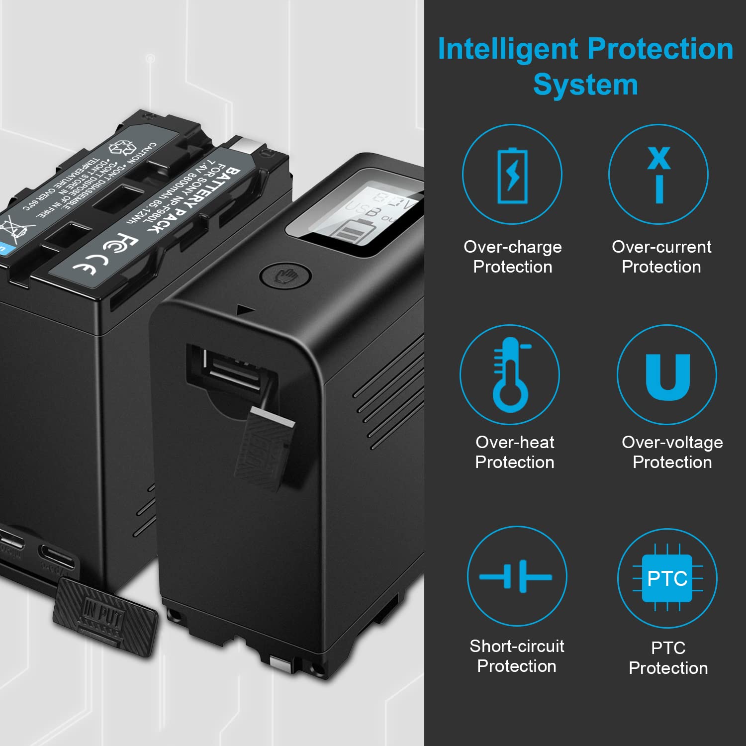 Kunlun 2 Pack Np F970 Battery Replacement For Sony Np F Battery Np F970 Np F975 Np F980 Np F960 Np F770 Np F750 Np F550 And Sony Handycam Camcorders, Lcd Display, Pack With Micro Usb Cable