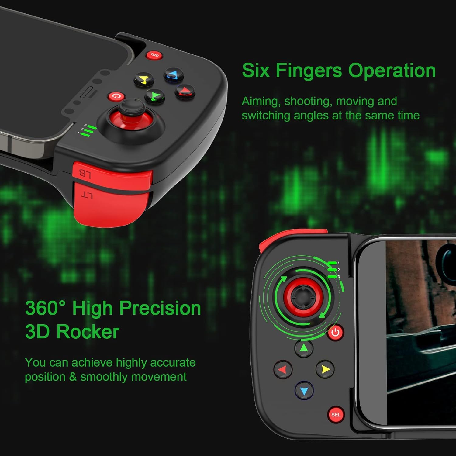 Bluetooth Mobile Game Controller,Stretchable Wireless Phone Gamepad,Shooter Sensitive Controller Joysticks Gamepad Support For P