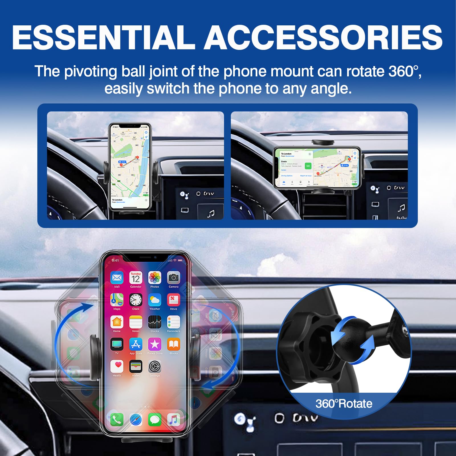 Autorder Car Phone Holder For Chevy Chevrolet Silverado 1500 2022-2026/2500Hd 3500Hd 2024-2026 Accessories Phone Mount 13.4-Inch