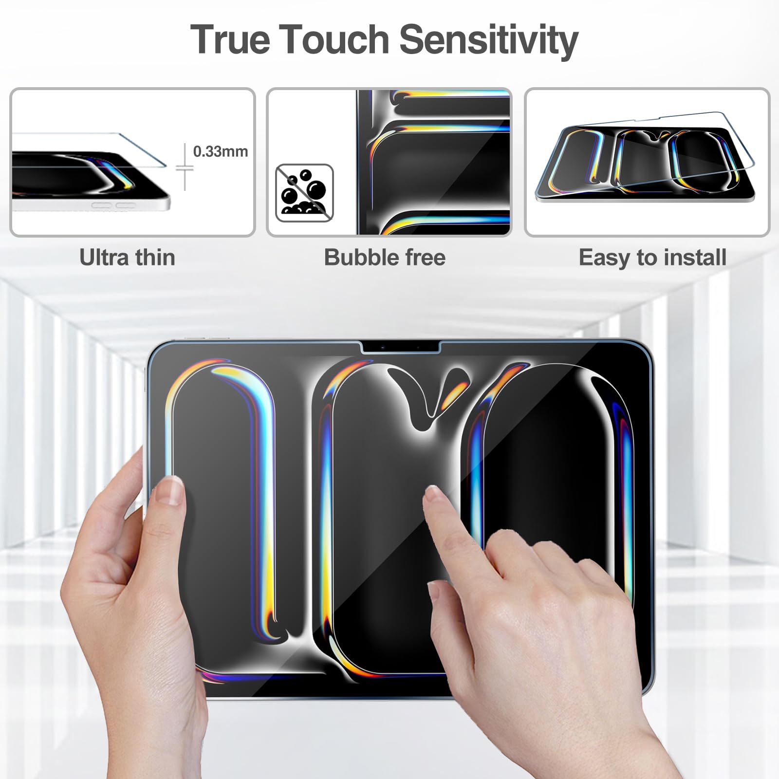 Procase 2 Pack Screen Protector For Ipad Pro 11 Inch M4 2024, Tempered Glass Film Guard For A2836 A2837 A3006  Clear