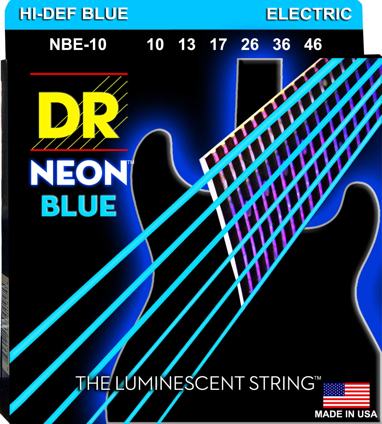 DR Handmade Strings DR Hi-Def Neon Blue Medium Electric Guitar Strings (NBE-10)