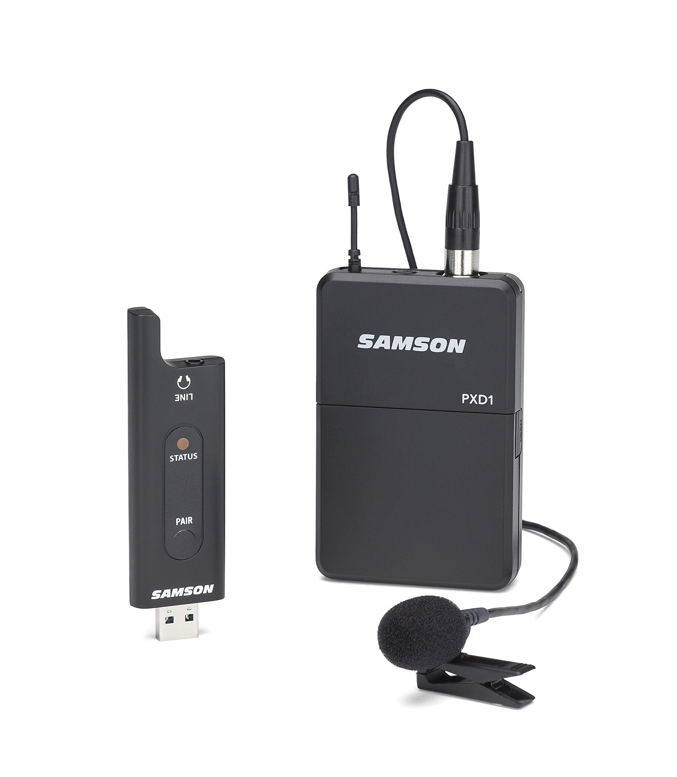 Samson XPD2 Lavalier USB Digital Wireless System with Lavalier Microphone and USB Stick Receiver, Works with Computers and Samso