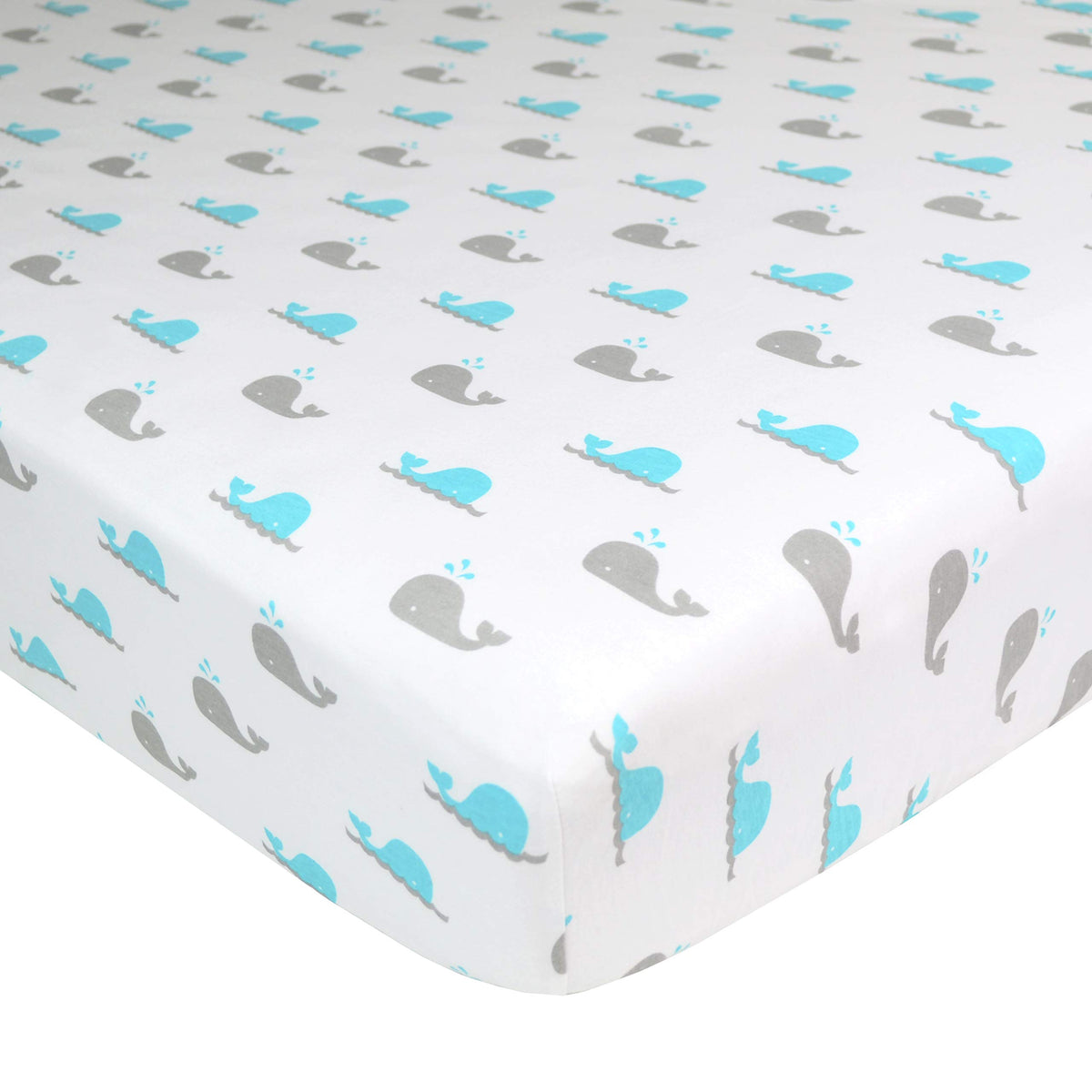 Tl Care Printed 100 Cotton Jersey Knit Fitted Crib Sheet For Standard Crib And Toddler Mattresses, Aqua Whale, 28 X 52, For Boys