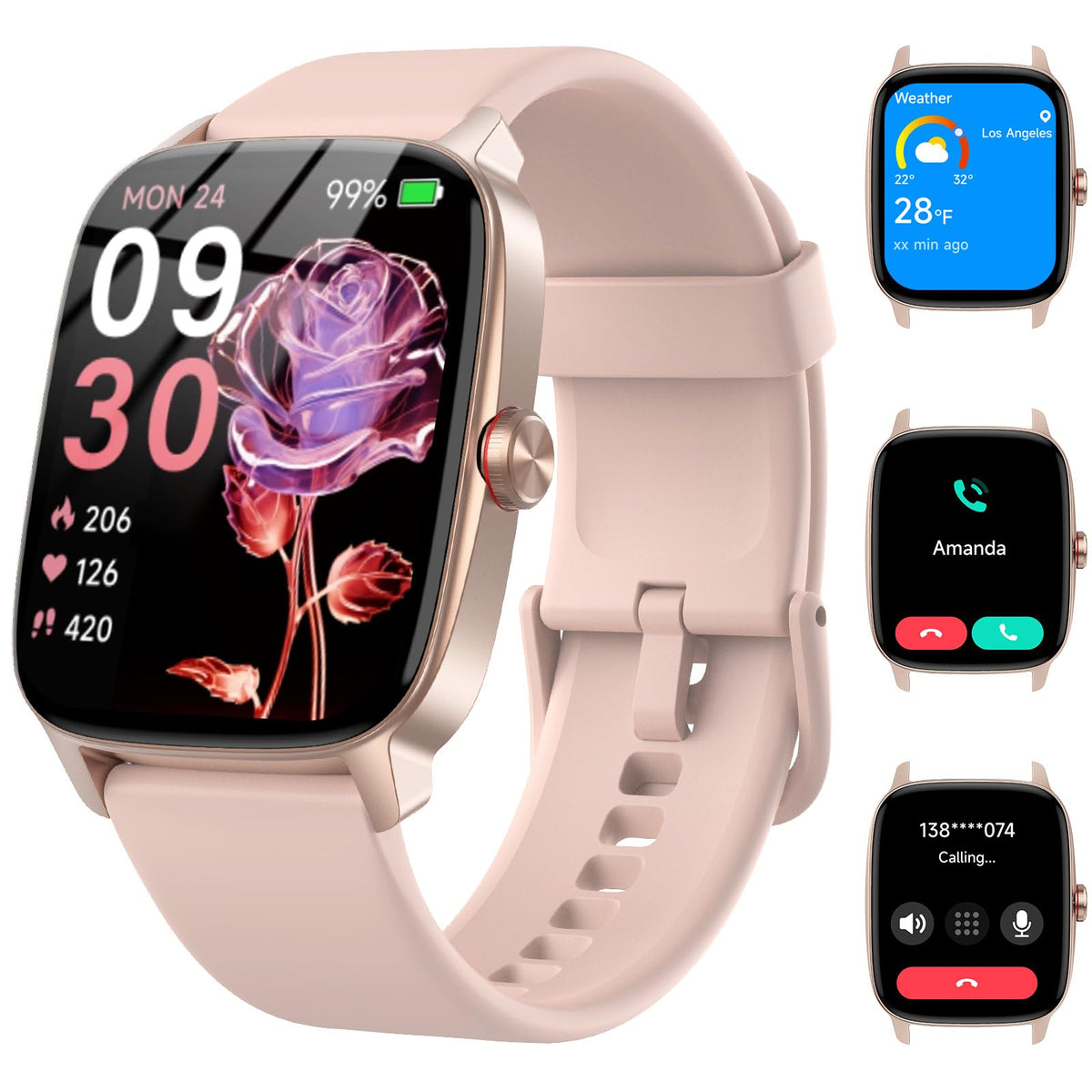 Smart Watch For Men Women With Bluetooth Call & Ai Voice, 1.85 '' Hd Fitness Tracker With Heart Rate Spo2 Sleep Monitor, 100+ Sp