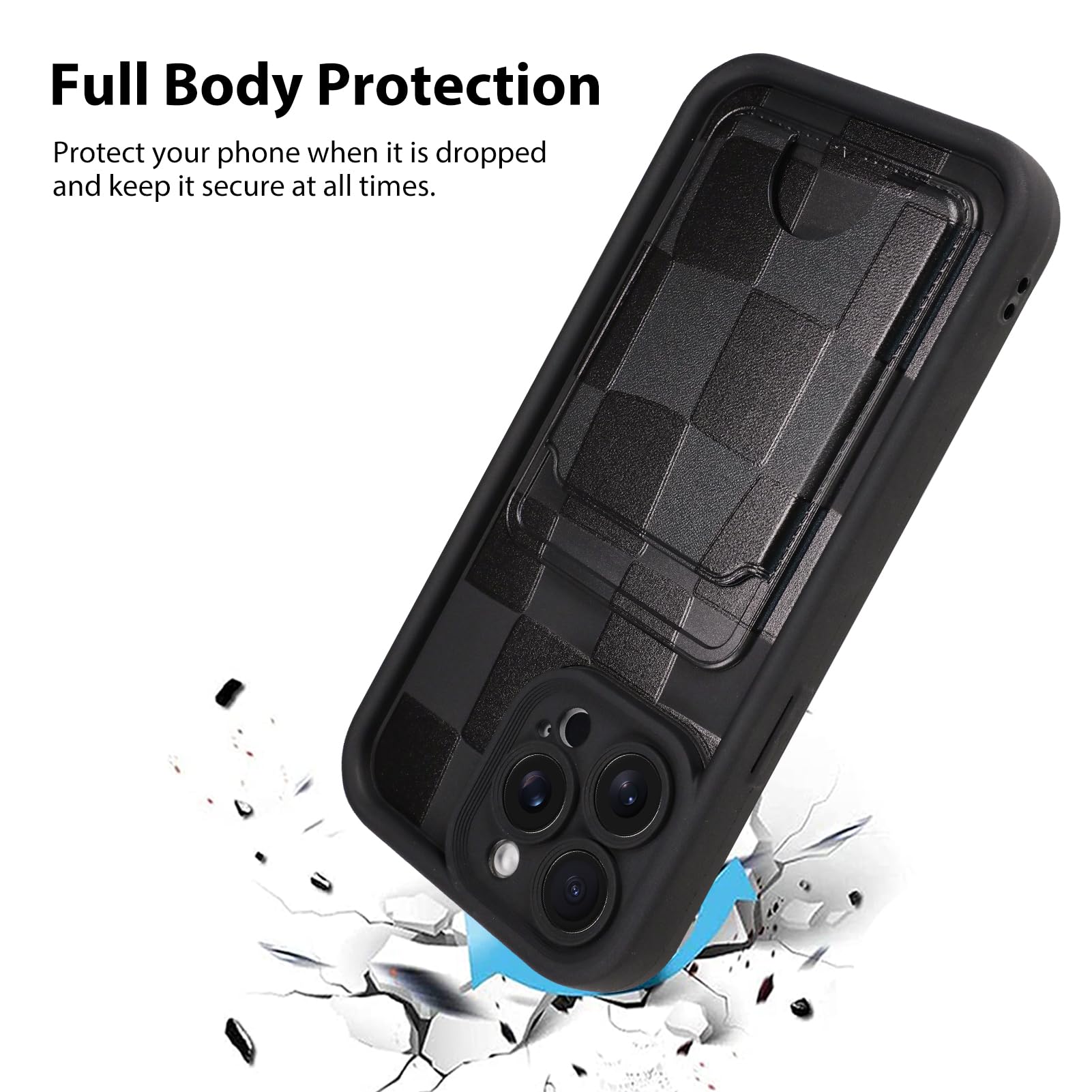 Kanghar Compatible With Iphone 15 Pro Max Case, Wallet Silicone Checkered Cute Pattern, Card Holder Camera Protection Soft Slim