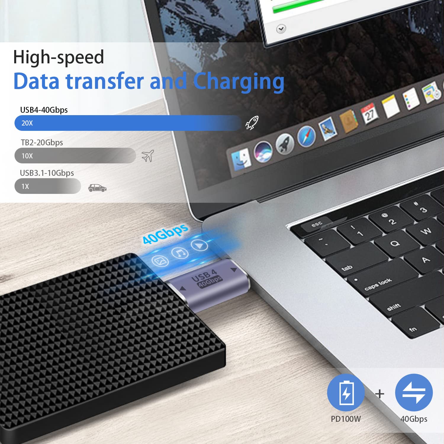 Duttek Usb C Male To Male Adapter 40Gpbs,Usb Type C Adapter Supports 8K@60Hz And 100W Fast Charging, Type C To Type C Male Adapt