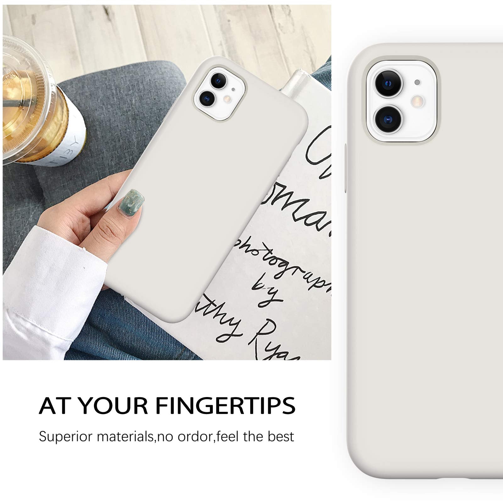 DUEDUE iPhone 11 Case Slim Shockproof Liquid Silicone Stone 6.1 inch
