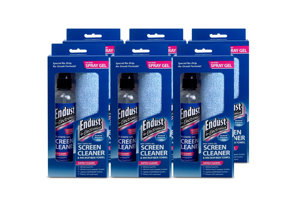 Endust For Electronics; Anti Static Cleaning Gel & Microfiber Towel Combo Pack Bulk Bundle; Six 6 Oz Bottles & 6 Towels; (12275P