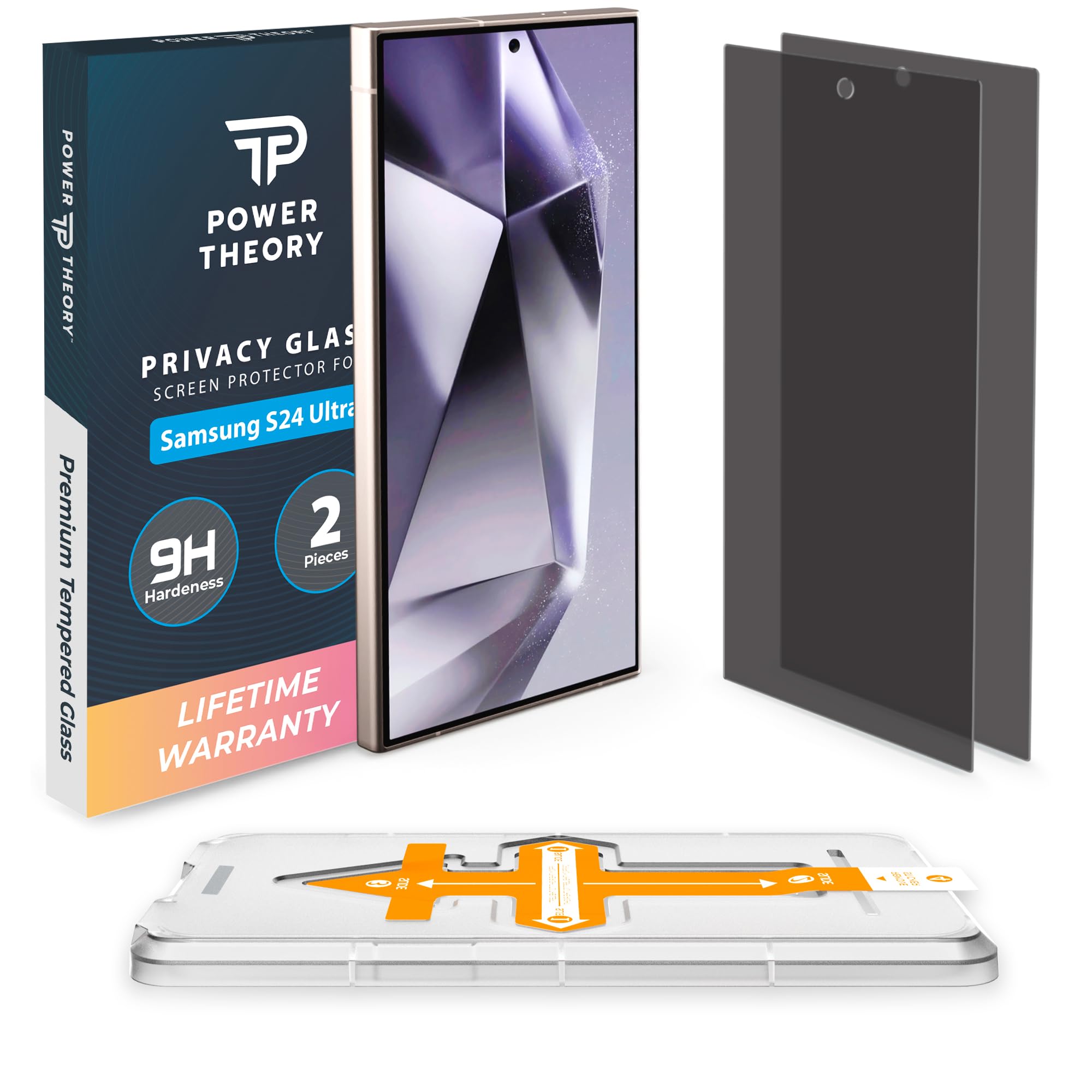 Power Theory Compatible With Samsung Galaxy S24 Ultra Privacy Screen Protector Tempered Glass [Ultra 9H Hardness], 2 Pack, Anti 