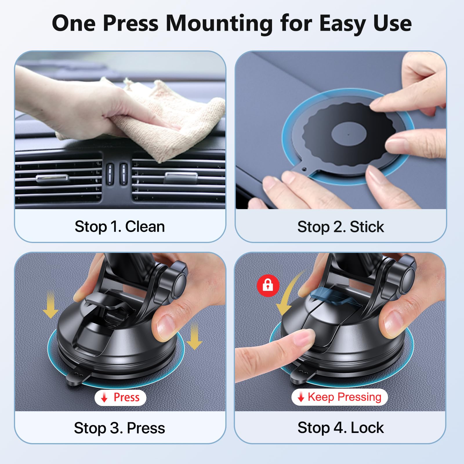 Miracase 3 In 1 Cell Phone Holder For Car, Universal Phone Holder Mount For Dashboard Air Vent Windshield Compatible With Iphone