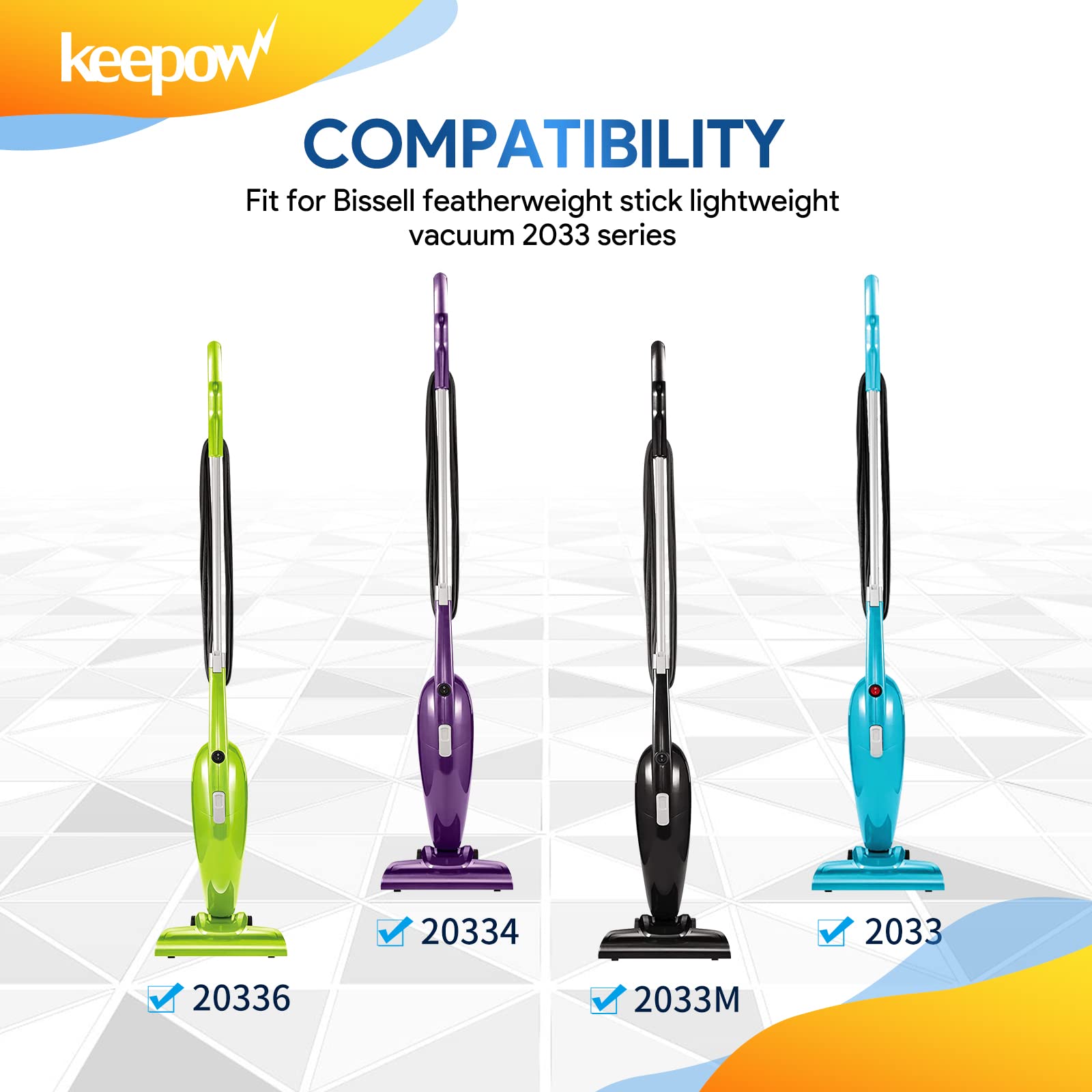 KEEPOW Bissell Featherweight Stick Vacuum Replacement Filters 2033 Series (4-Pack) Polypropylene
