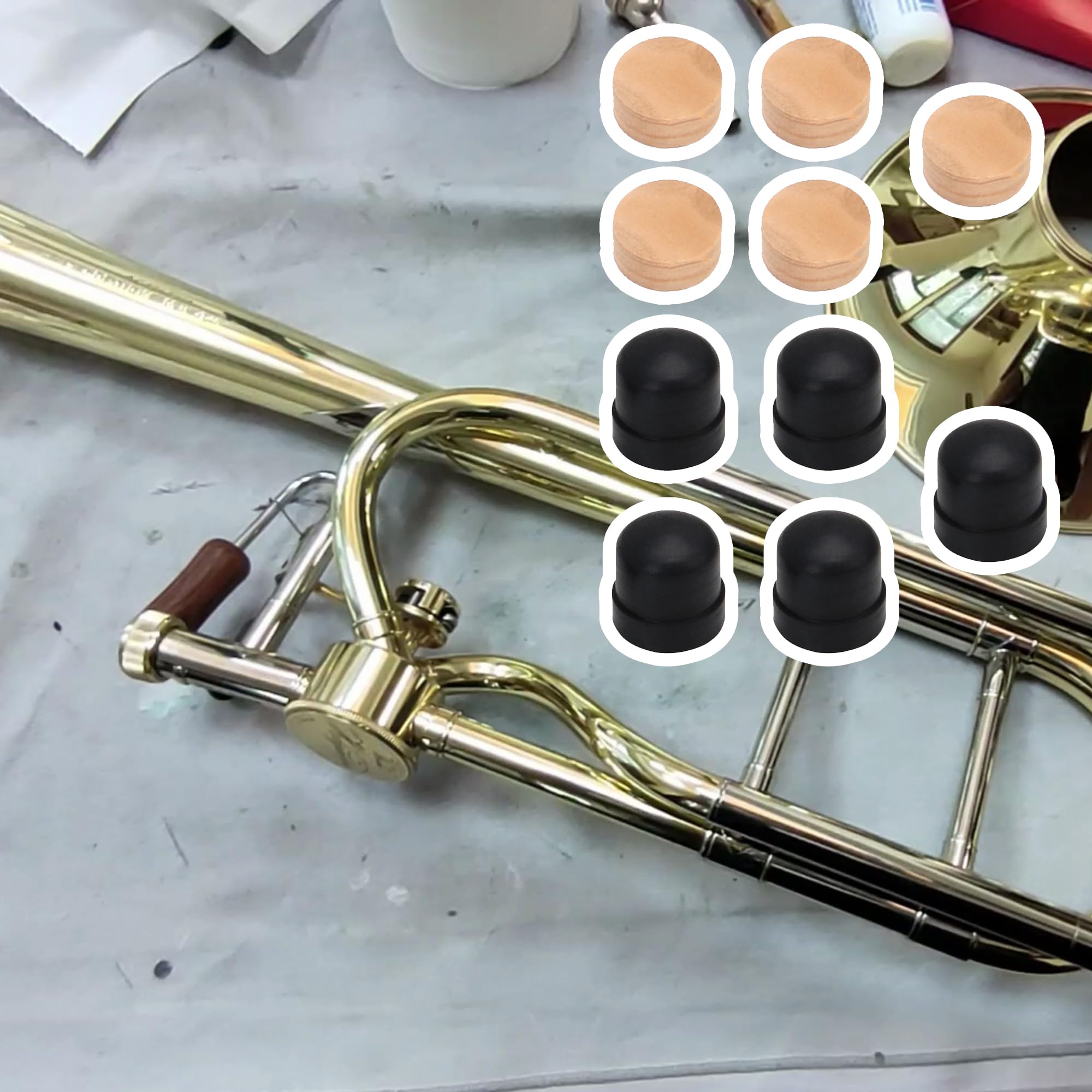 Yibuy 5Pcs Trombone Slide Rubber End Bumper And Trombone Cork Pads 9.5Mm