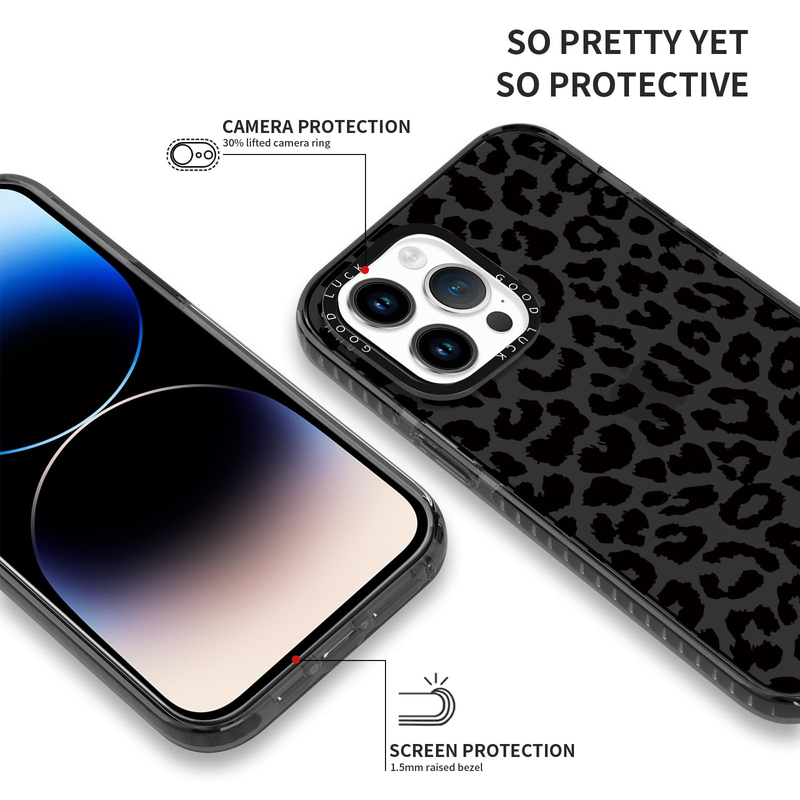 Rumdey 2 Pack Clear Cases For Iphone 13 Pro Case 6.1 Inch, Clear With Cute Fashion Leopard Cheetah Patterns For Girls Women Men